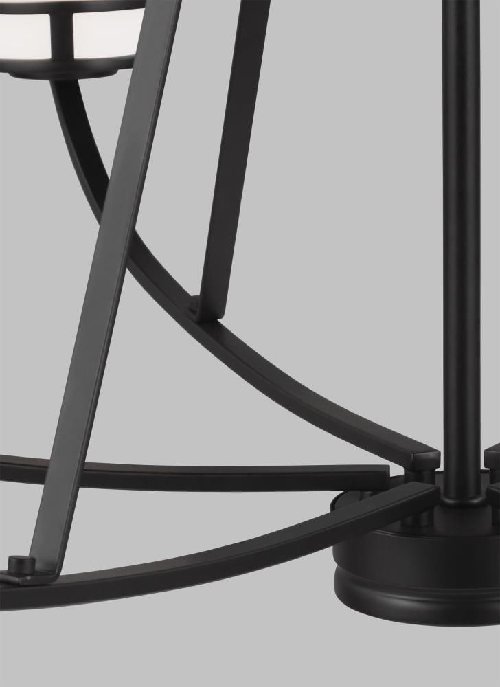 Midnight Black 12-Light LED Chandelier with Etched Glass Shades