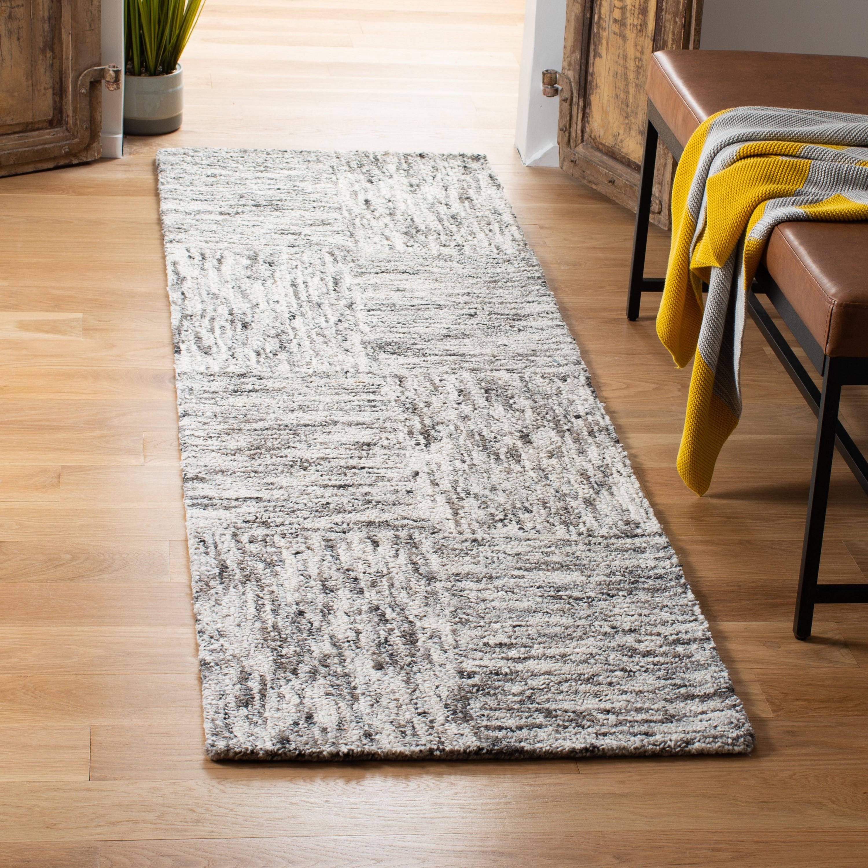 Abstract ABT601 Hand Tufted Runner Rug - Ivory/Charcoal - 2'3"x8' - Safavieh .