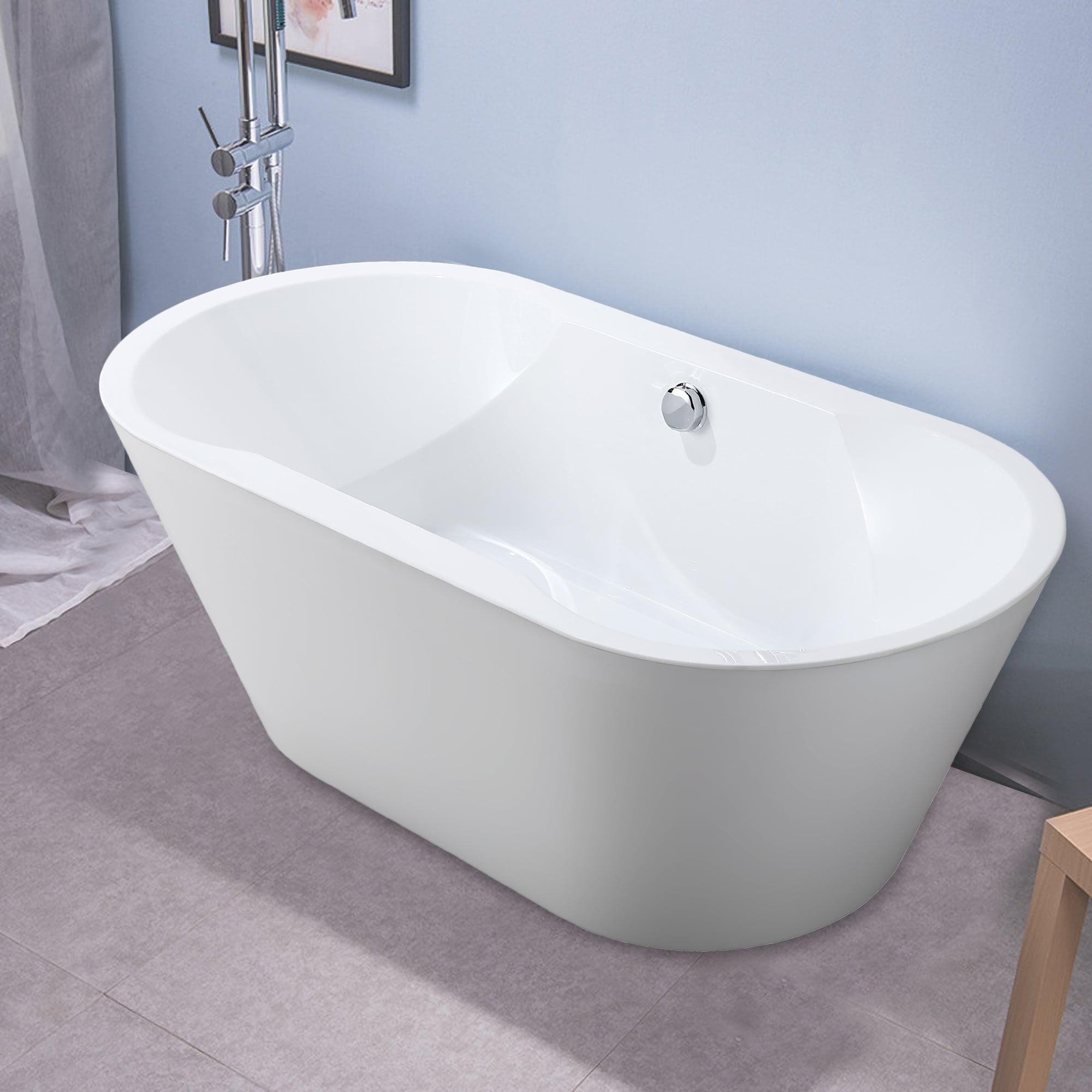 Vanity Art 67" x 32" Acrylic Freestanding Bathtub Contemporary Soaking Tub with Overflow and Pop-Up Drain, VA6804