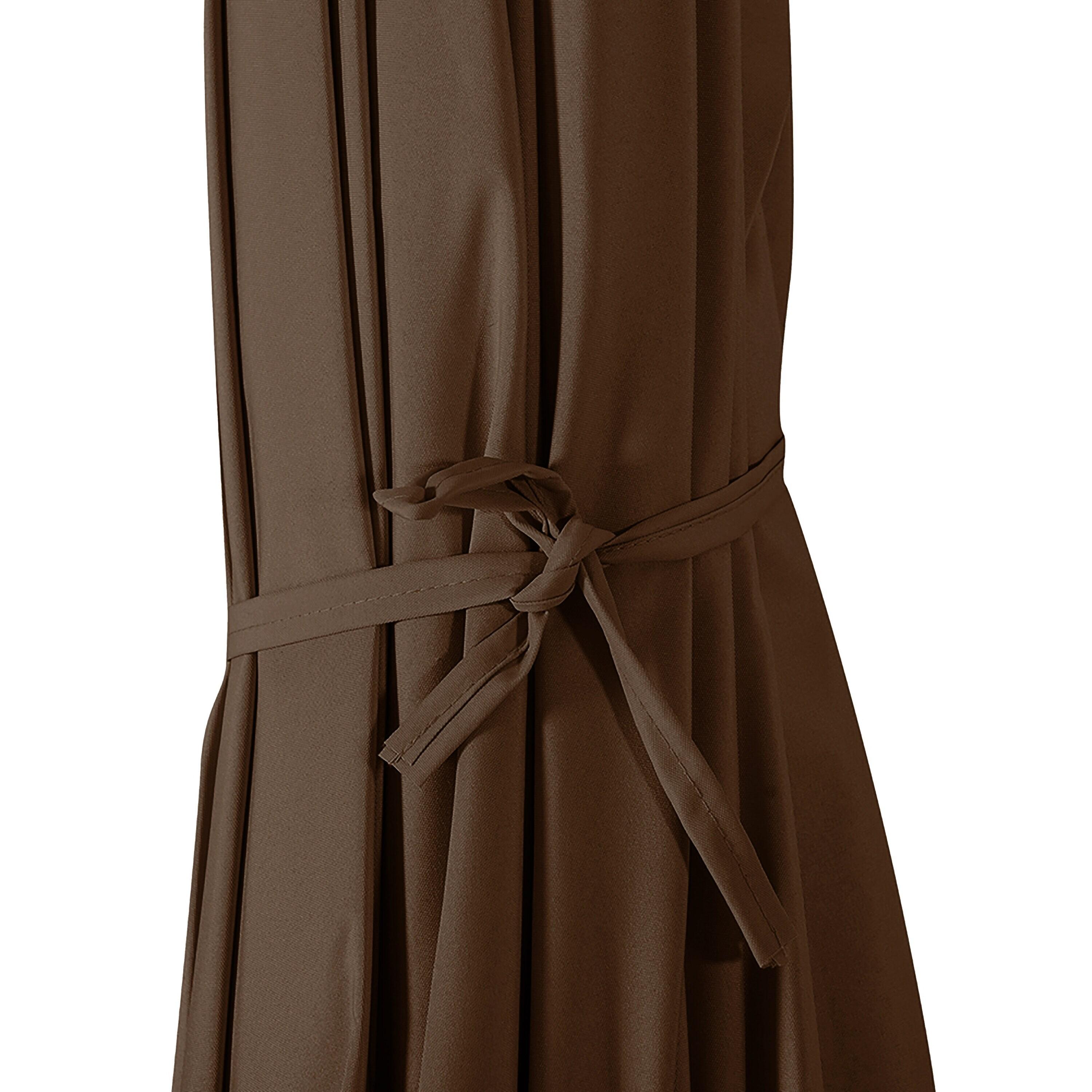 Westin Outdoor 9 Ft Market Patio Umbrella with Round Resin Base for Outdoor Garden UV Water Weather Resistant, Coffee