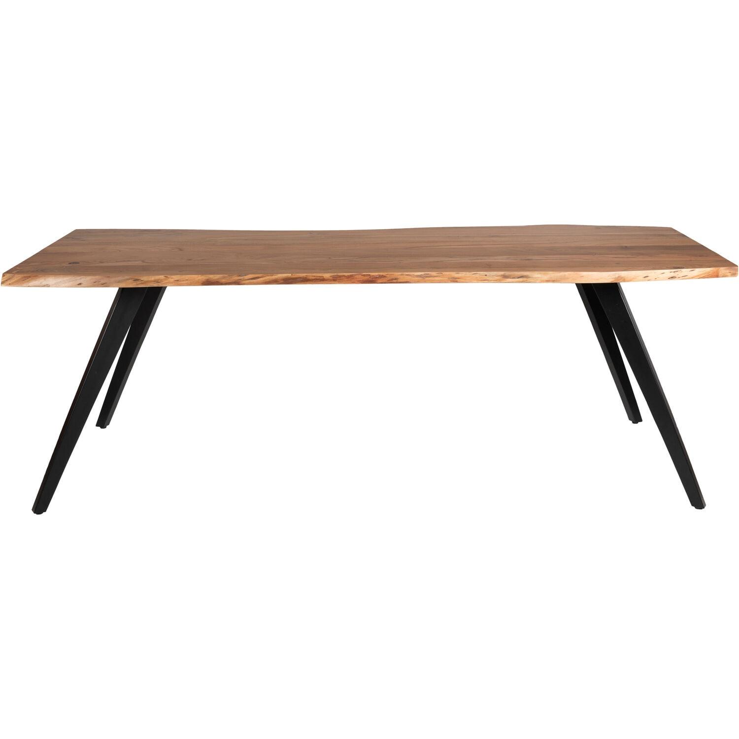 Hanover Porto 79-In. Acacia Wood Dining Table | Modern Live Edge Design | Perfect for Dining Room or Kitchen | Natural Top with Black Legs, HDR010-NAT