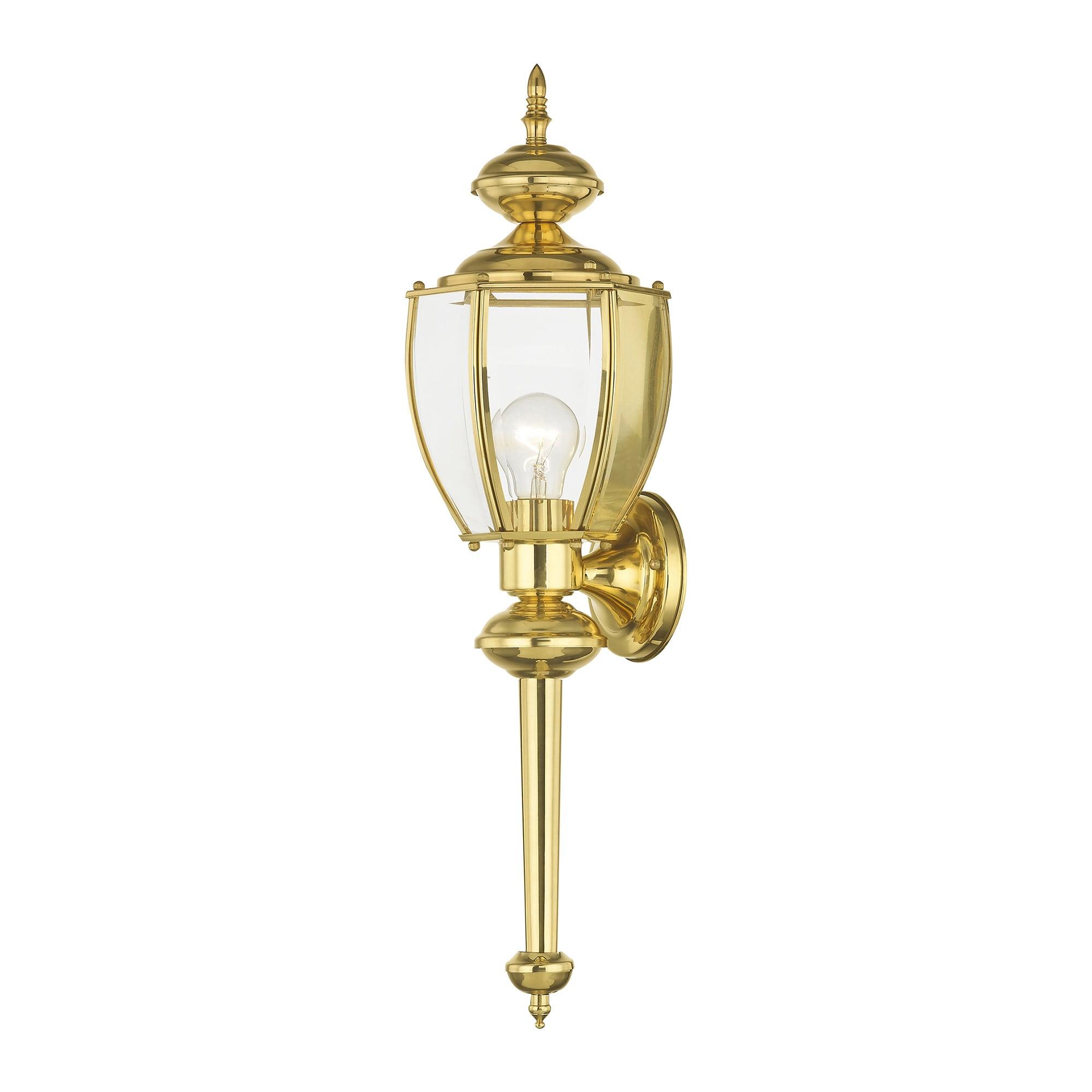 Livex Lighting Outdoor Basics 1 -Light 25.0-in H Polished Brass Hardwired Outdoor Wall Light