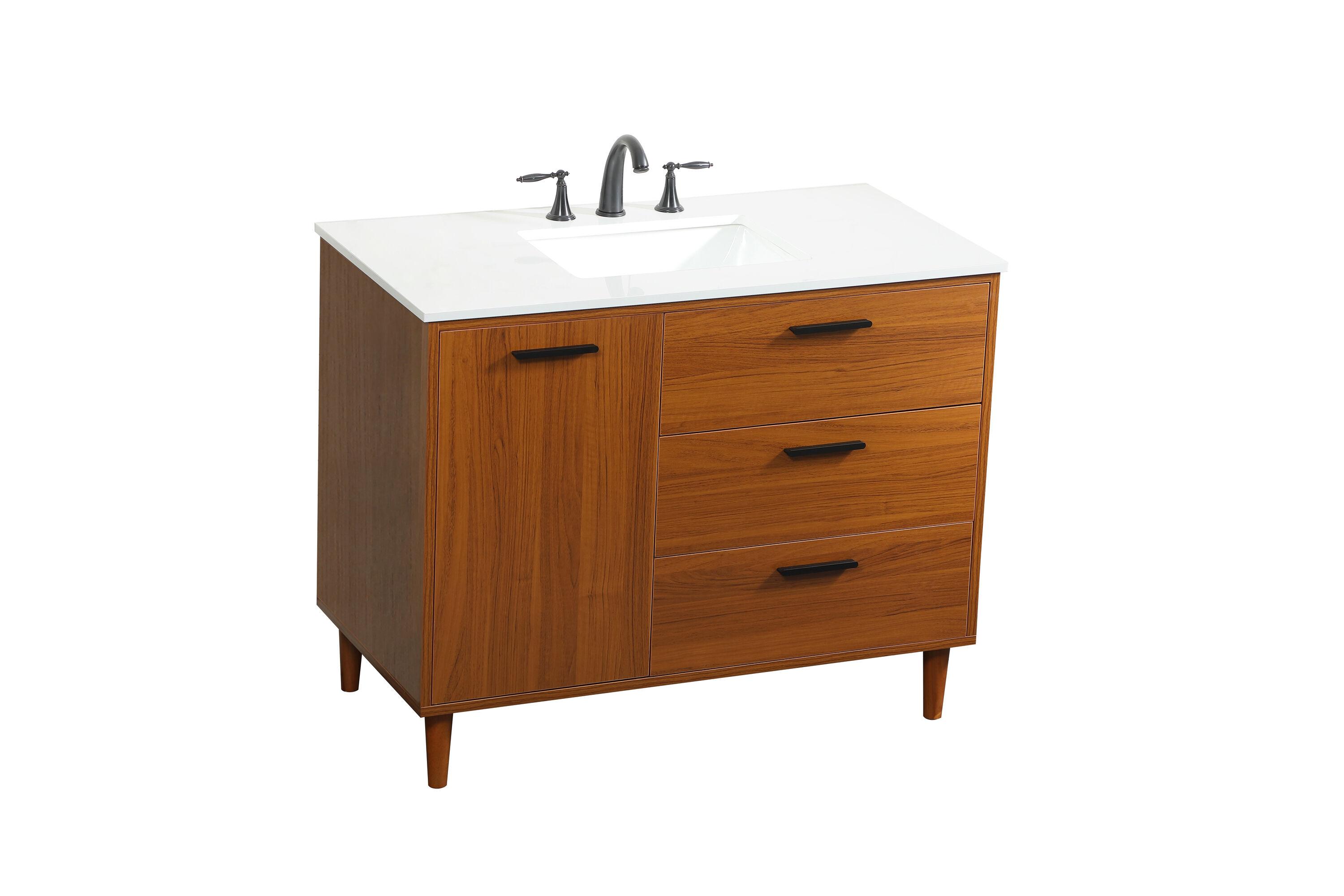 Burroughs 42'' Single Bathroom Vanity with Engineered Marble Top