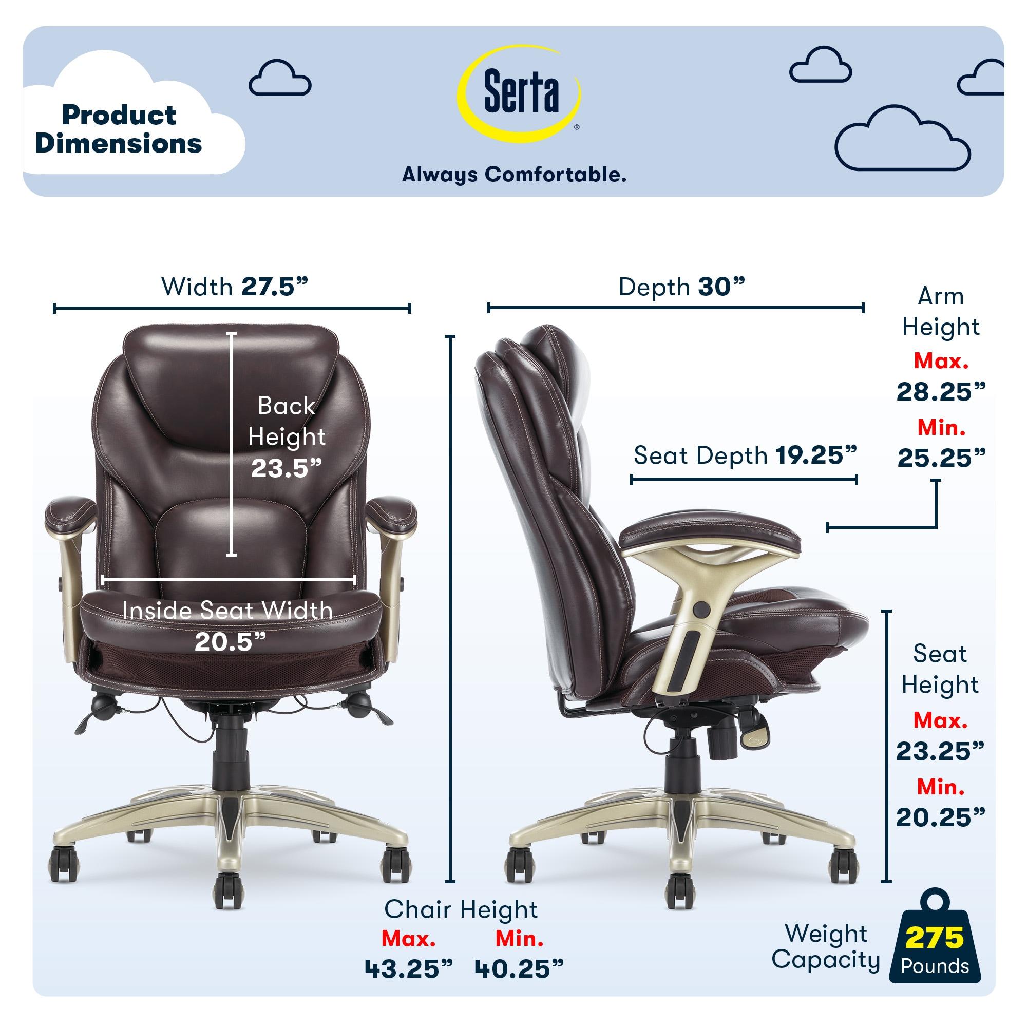 Serta Claremont Ergonomic Executive Office Chair with Back in Motion Technology and Lumbar Support