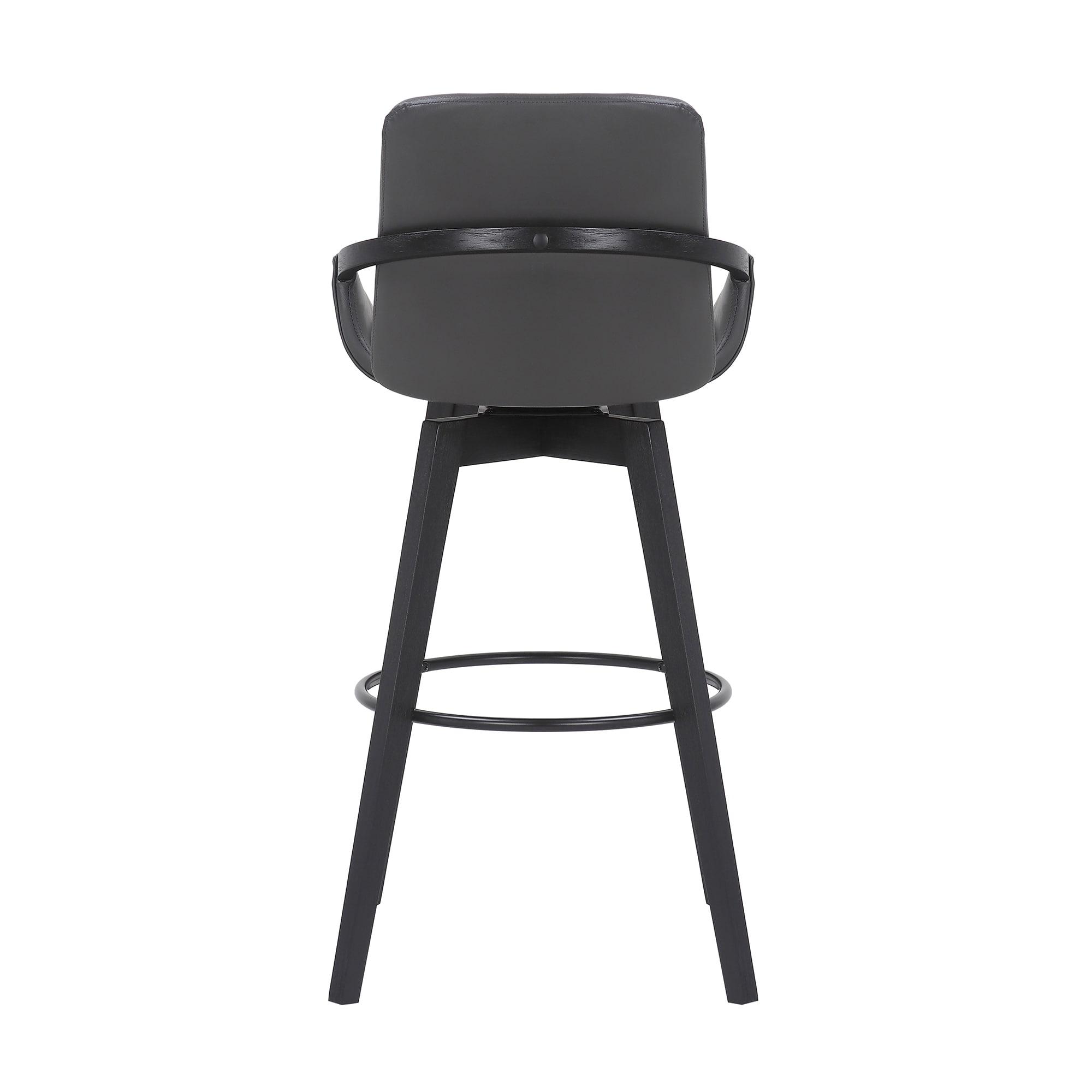 30" Baylor Faux Leather Wood Swivel Barstool Gray/Black - Armen Living