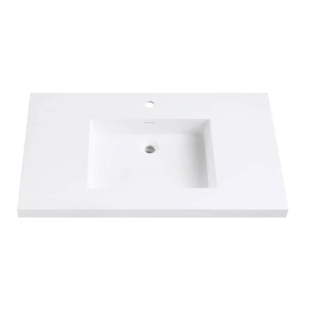 VersaStone 37'' Plastic Single Bathroom Vanity Top with Sink