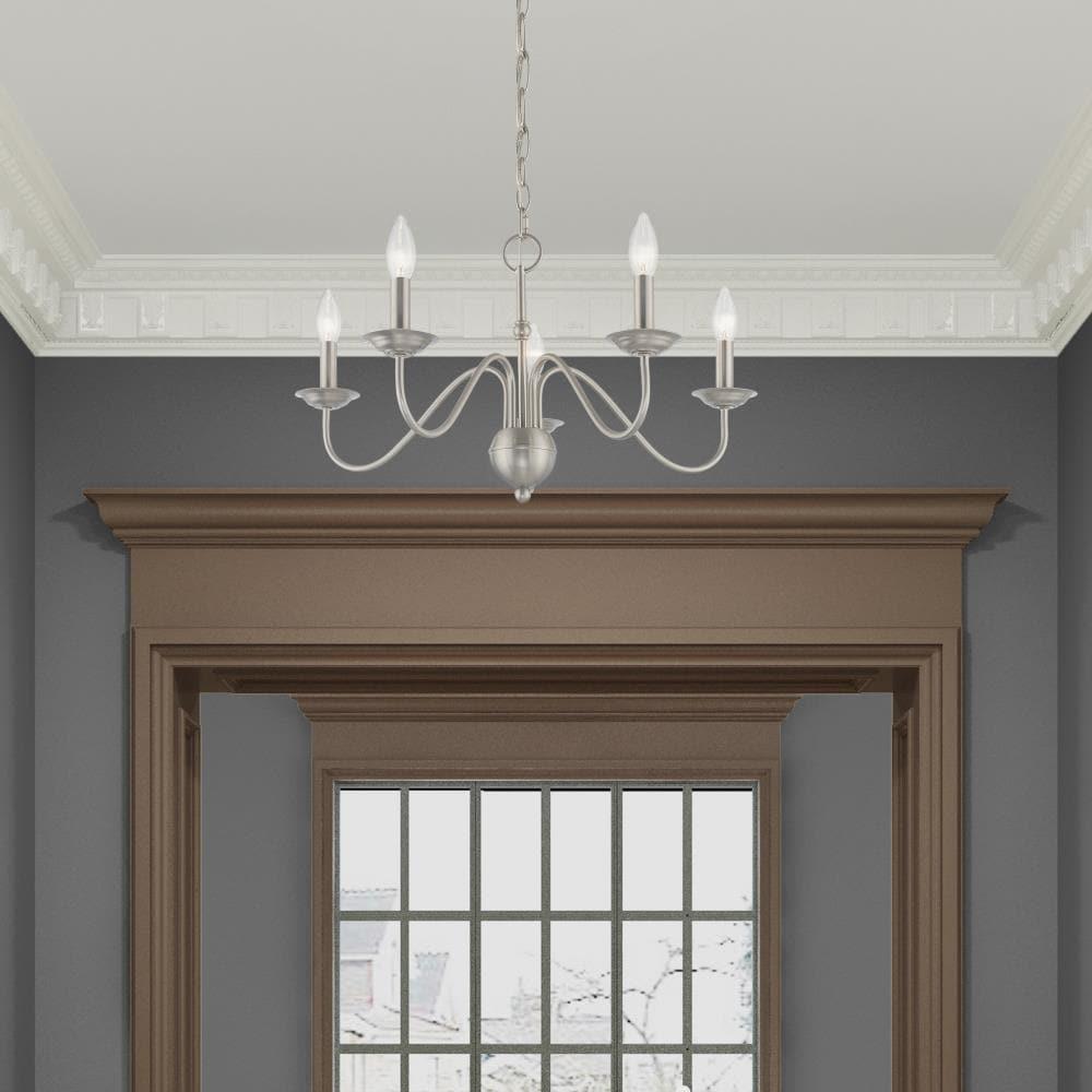 Livex Lighting 52165 Windsor 5 Light 24" Wide Taper Candle Chandelier - Nickel