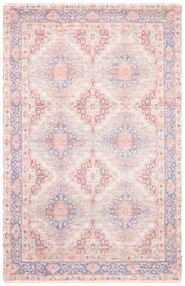 Saffron SFN510 Hand Loomed Area Rug - Blue/Rust - 5'x8' - Safavieh.