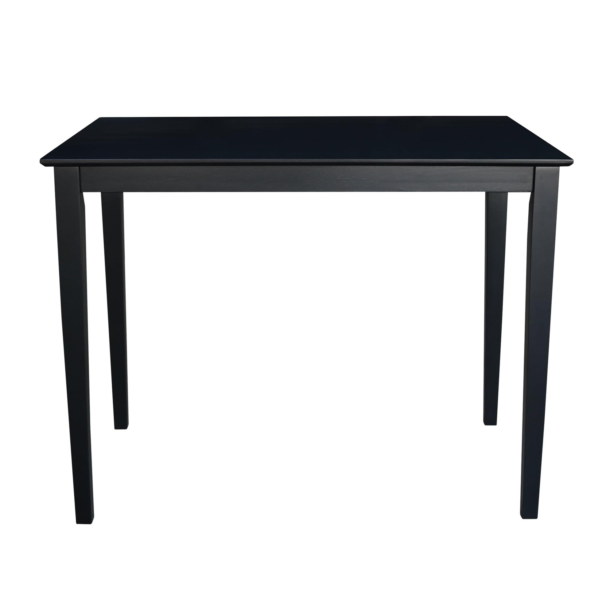 30" x 48" Solid Wood Top Counter Height Table with Shaker Legs Black - International Concepts: Parawood, Non-Extension