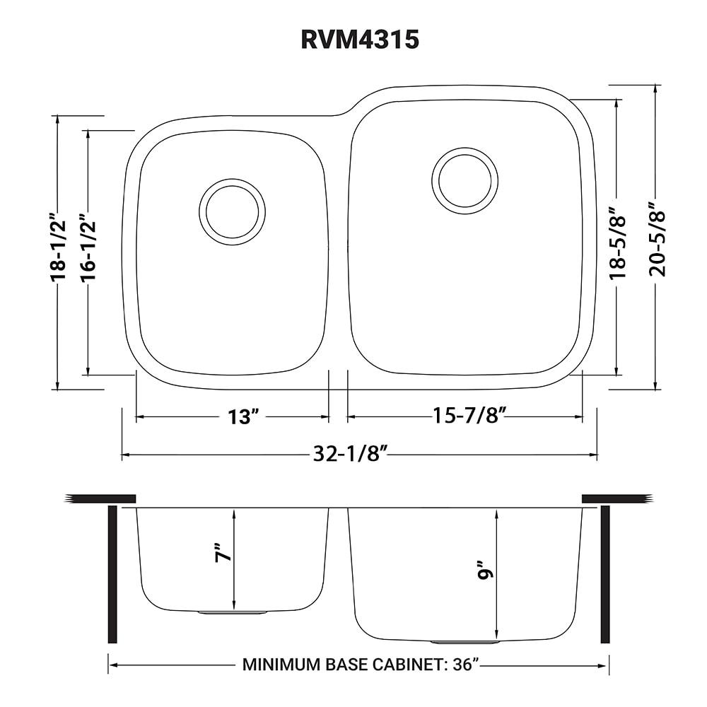 Ruvati 32-inch Undermount 40/60 Double Bowl 16 Gauge Stainless Steel Kitchen Sink