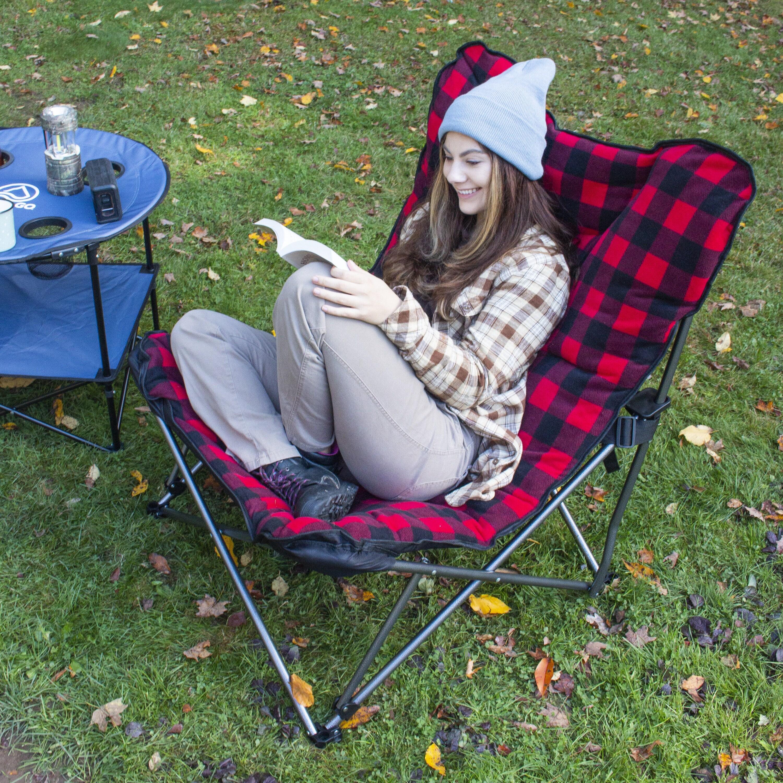 Camp & Go Portable Camping Chair with Retractable Cup Holder, Multicolor Stiped