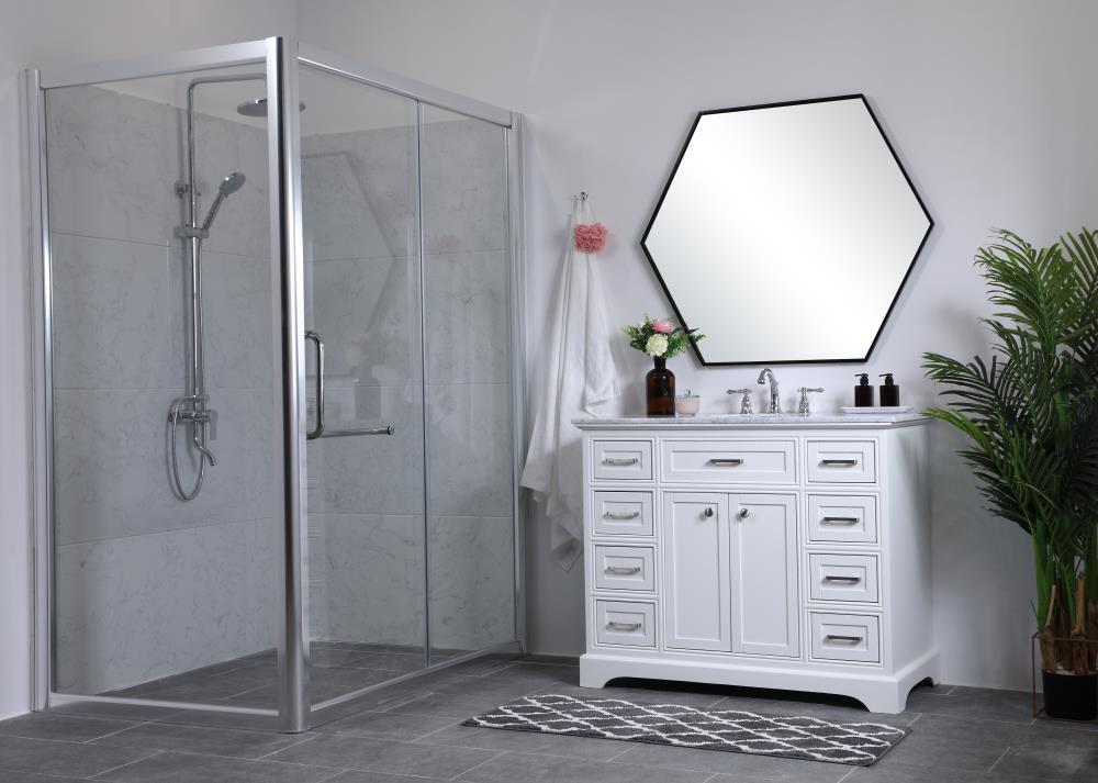 Elegant Decor Americana 42" Single Marble Top Bathroom Vanity in White