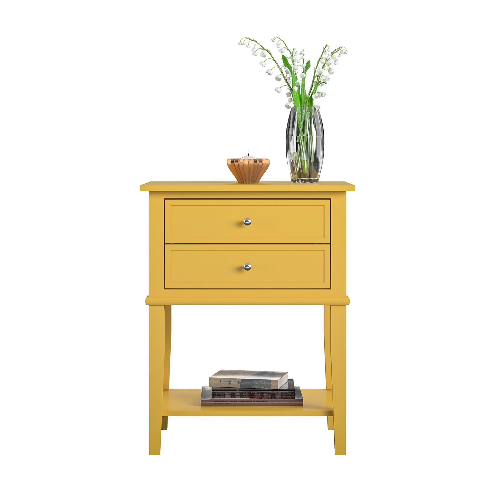 Ameriwood Home Franklin Accent Table with 2 Drawers, Mustard Yellow