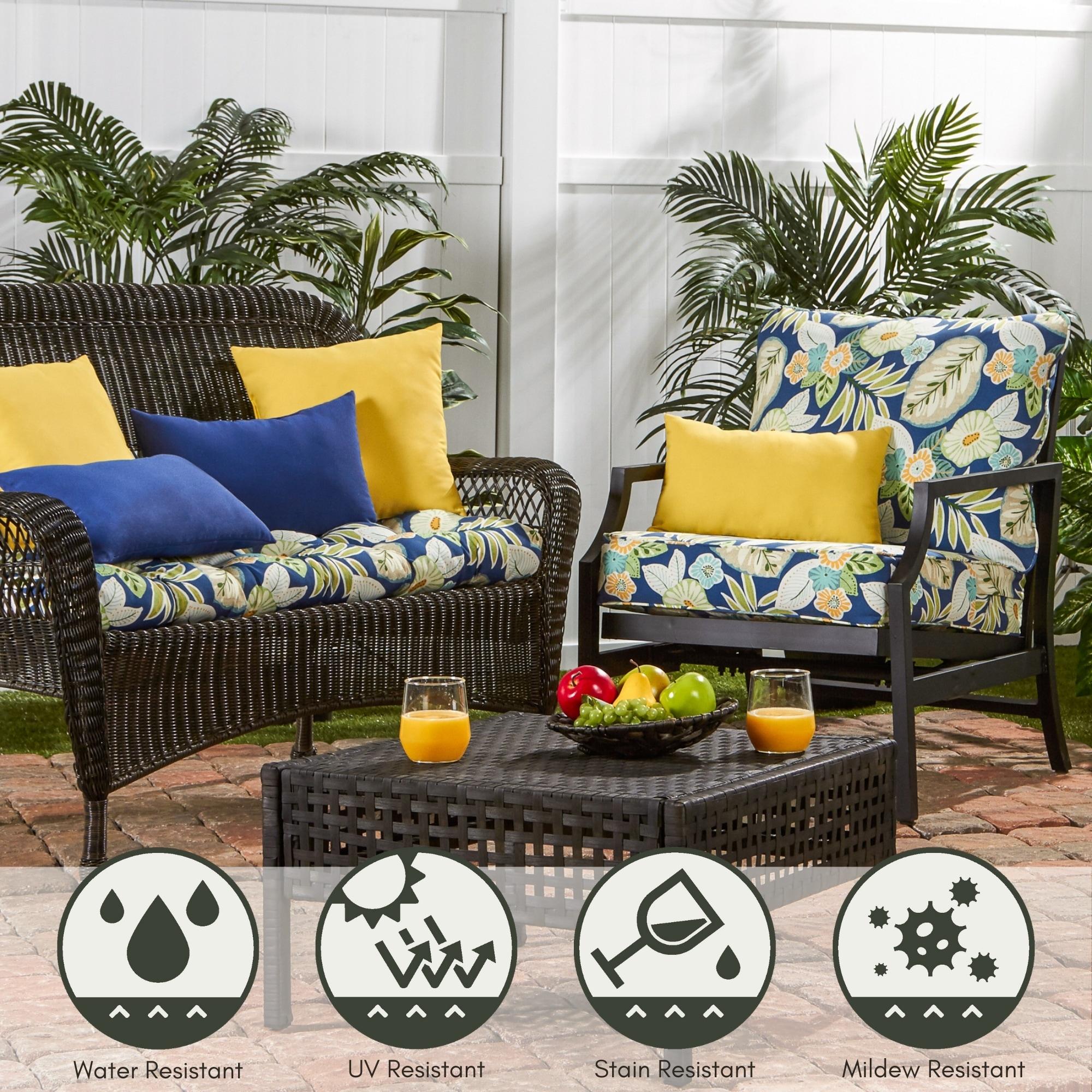 Greendale Home Fashions 2-Piece Marlow Blue Floral 24"W Premium Deep Seat Cushion Set