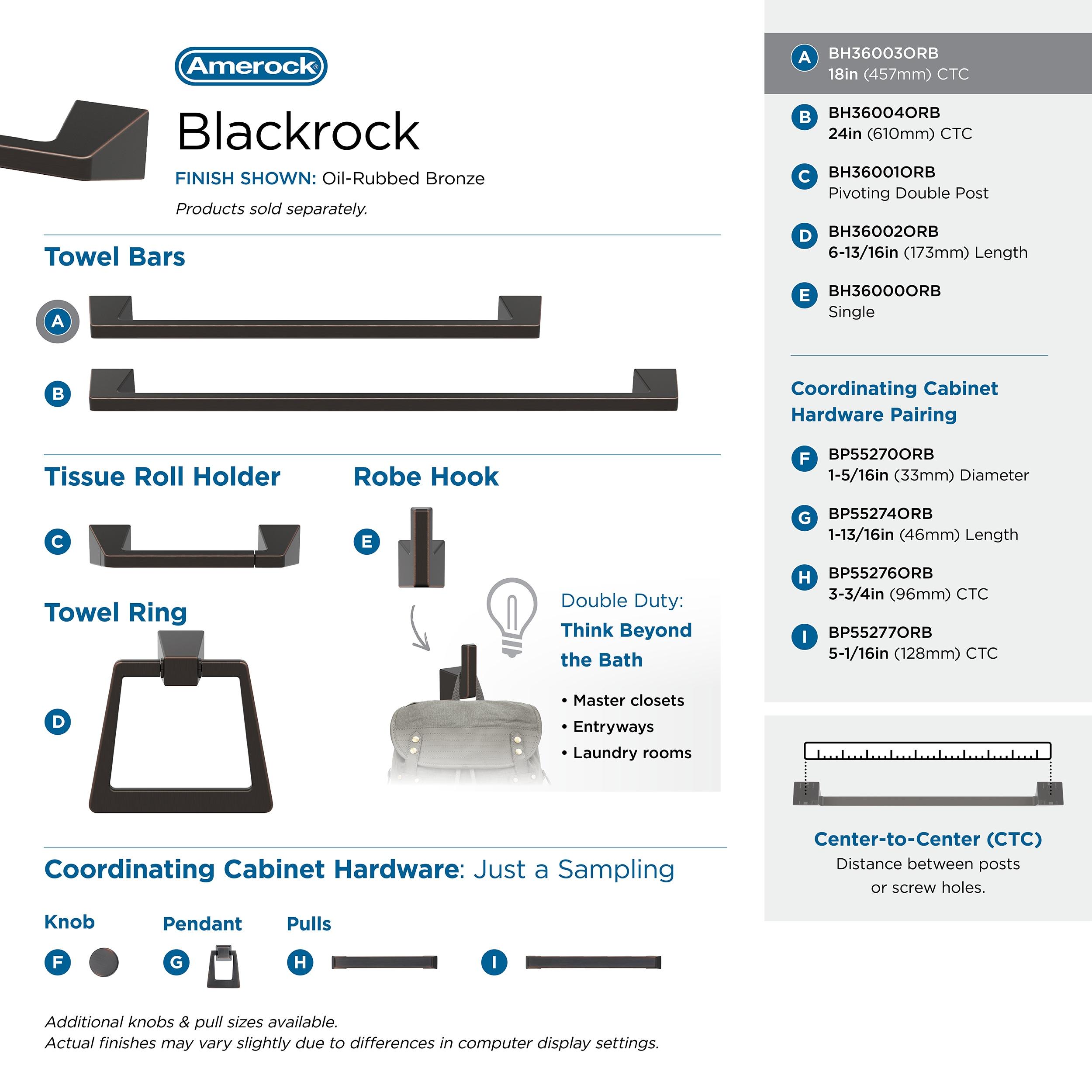 Amerock Blackrock Oil-Rubbed Bronze 18 inch (457mm) Towel Bar