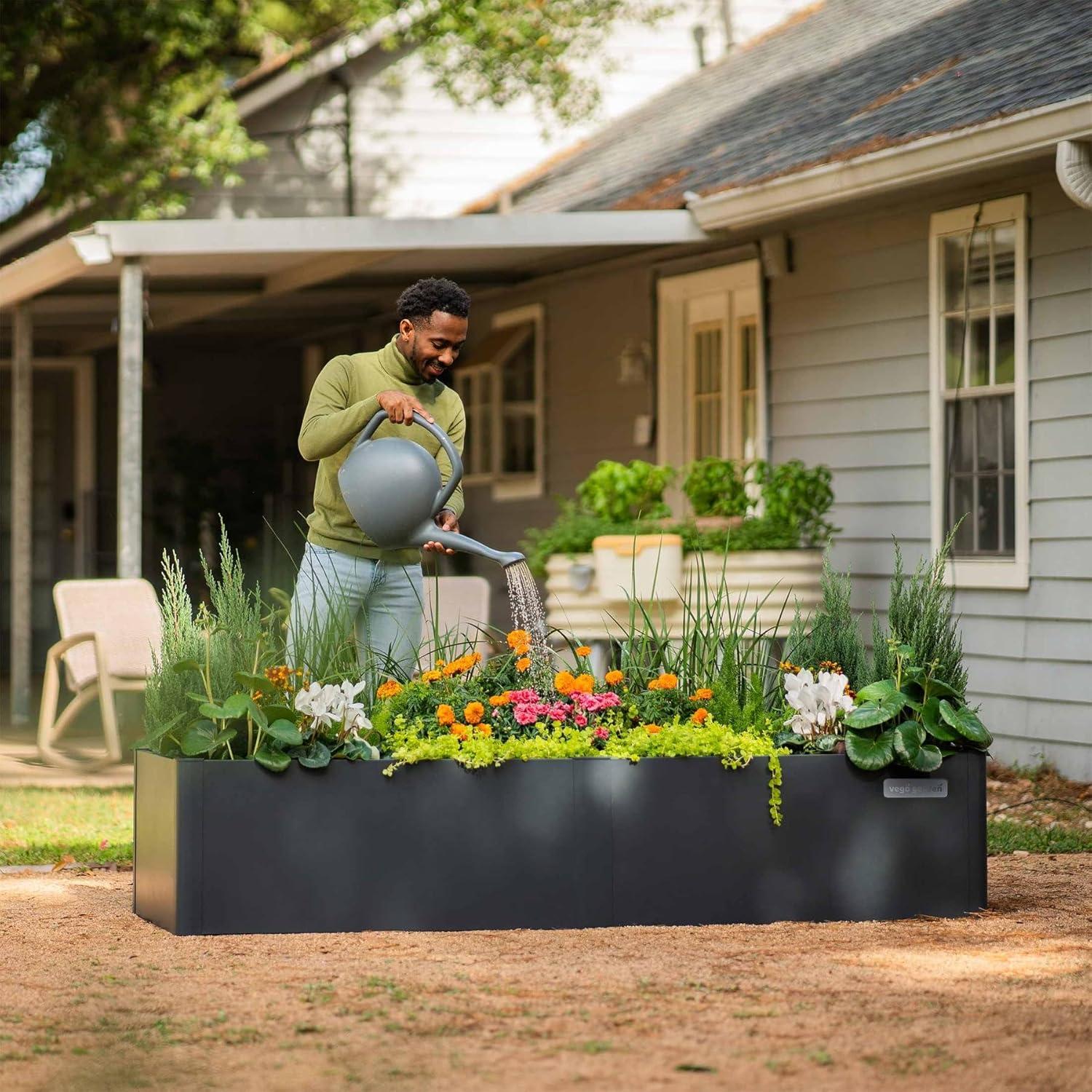 Modern 17" Tall Metal Outdoor Long Planter Box