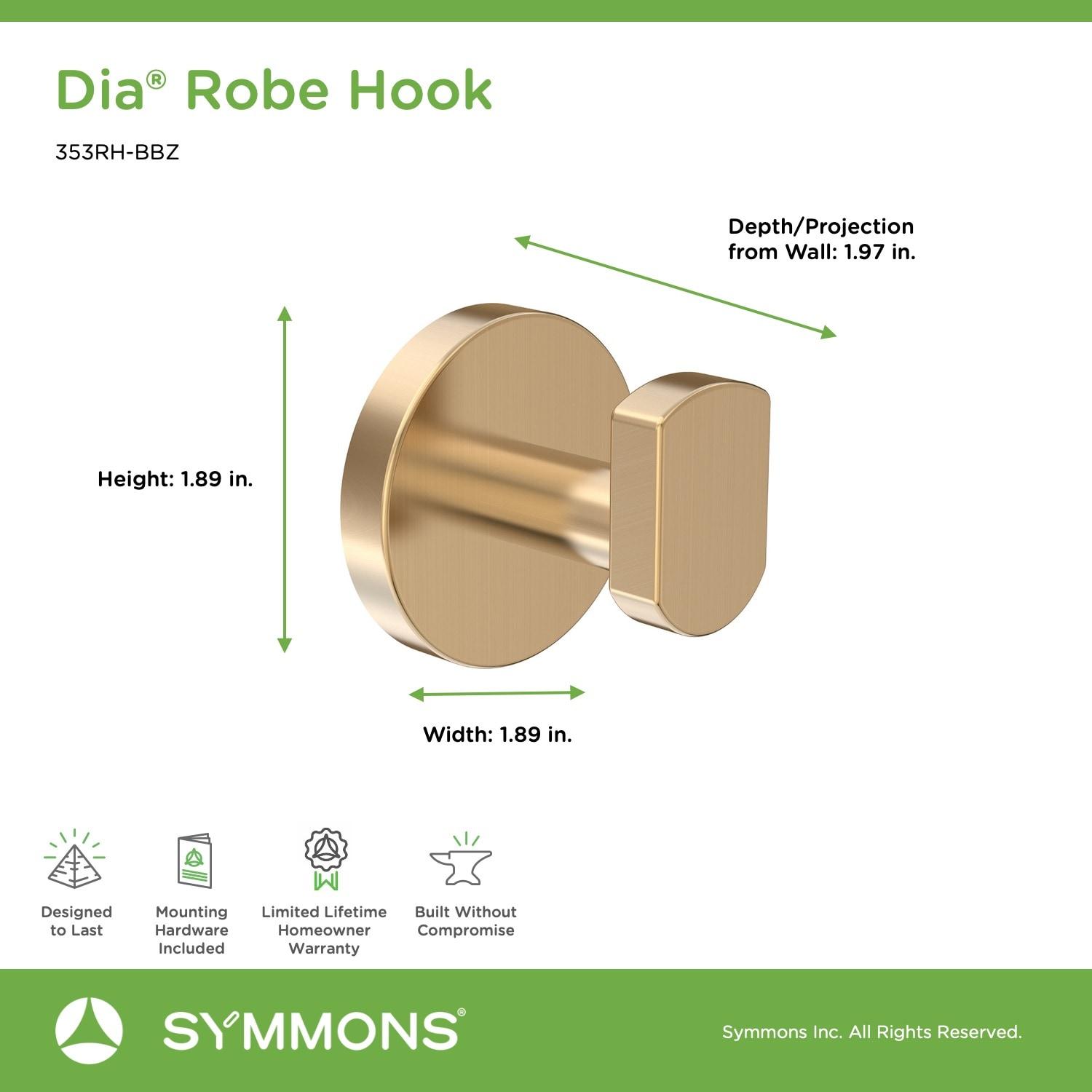 Dia Wall Mounted Robe Hook with Installation Hardware