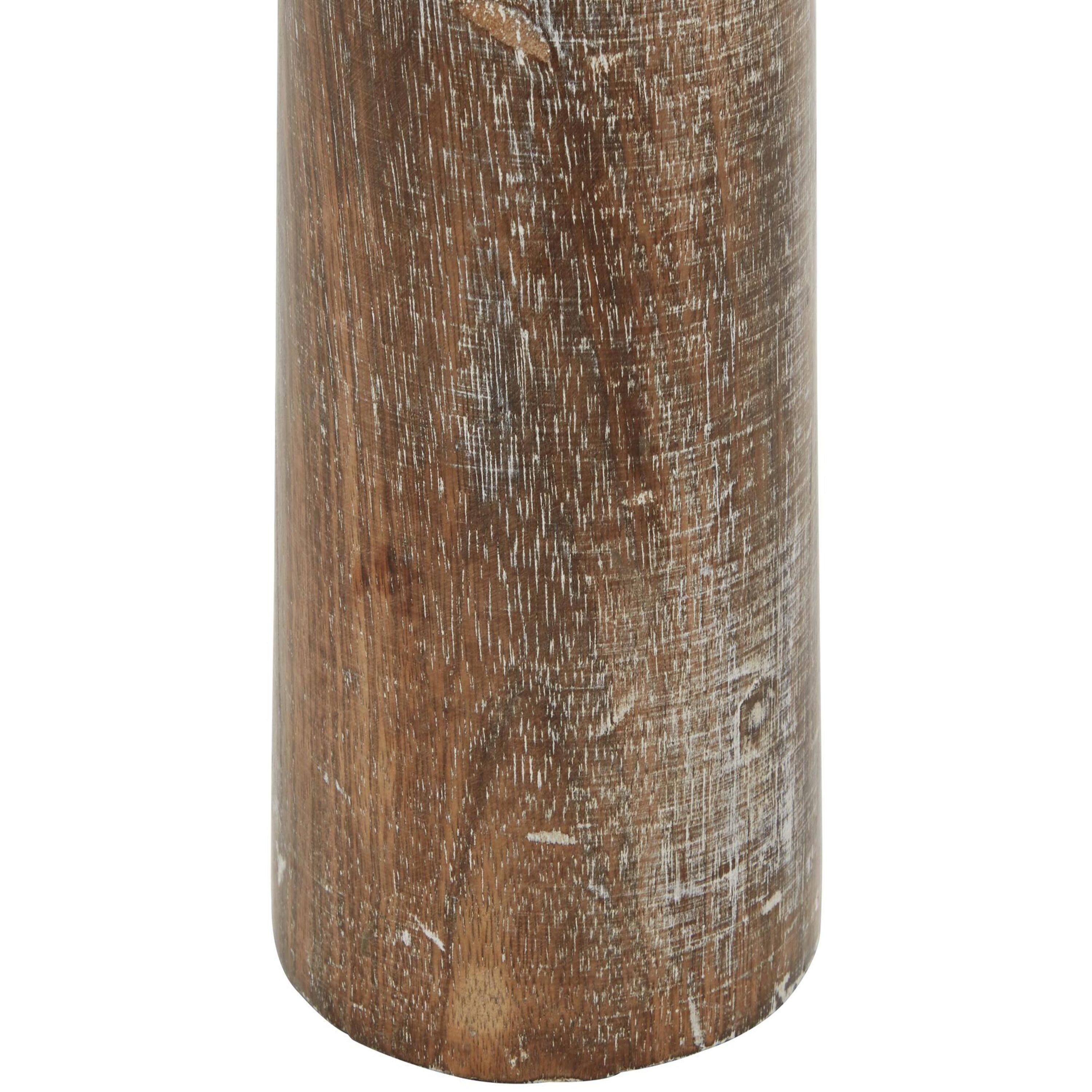 Olivia & May Set of 3 Rustic Cylindrical Mango Wood Candle Holders Brown: Modern Decor, Fits Pillar Candles