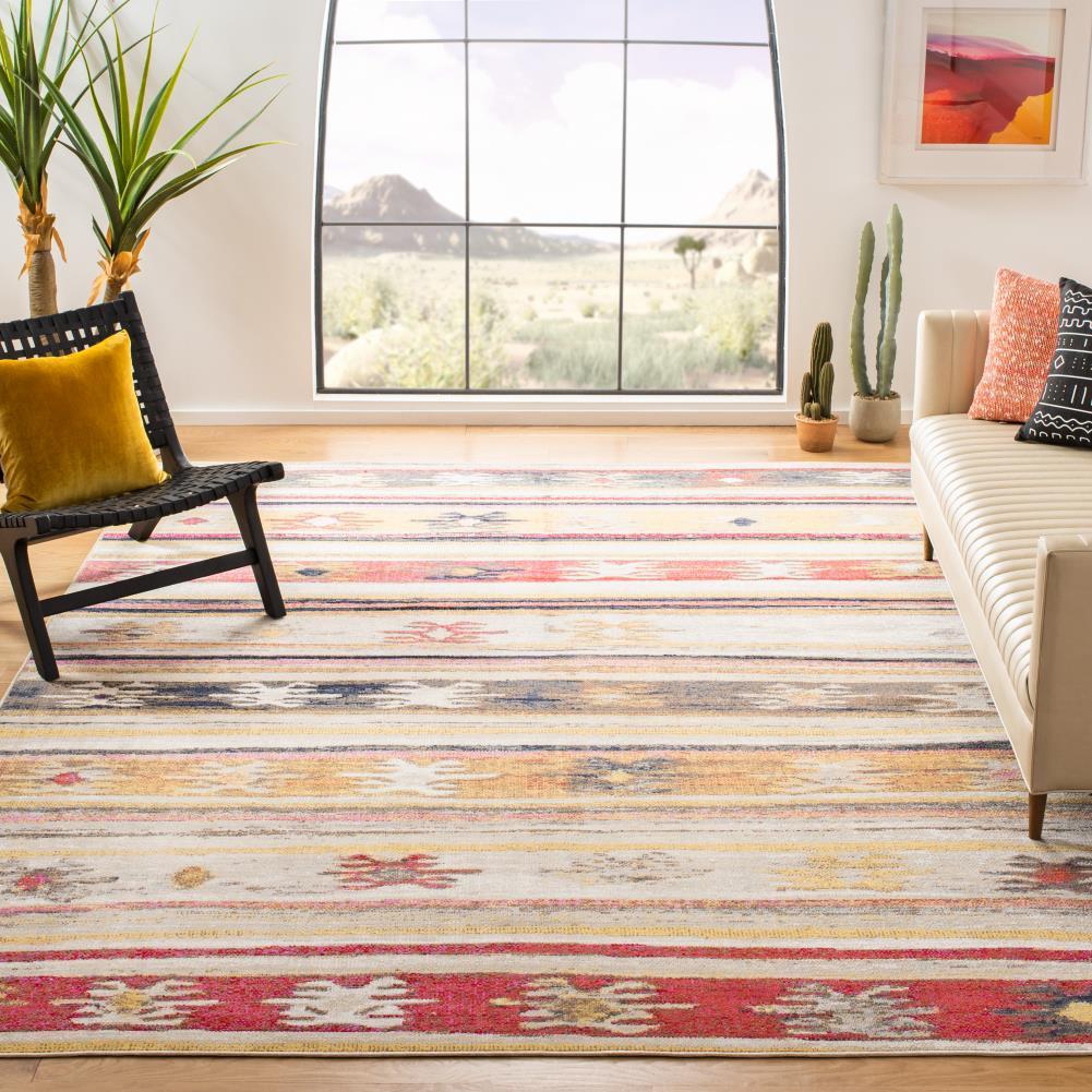 SAFAVIEH Outdoor MTG238E Montage Collection Taupe / Multi Rug