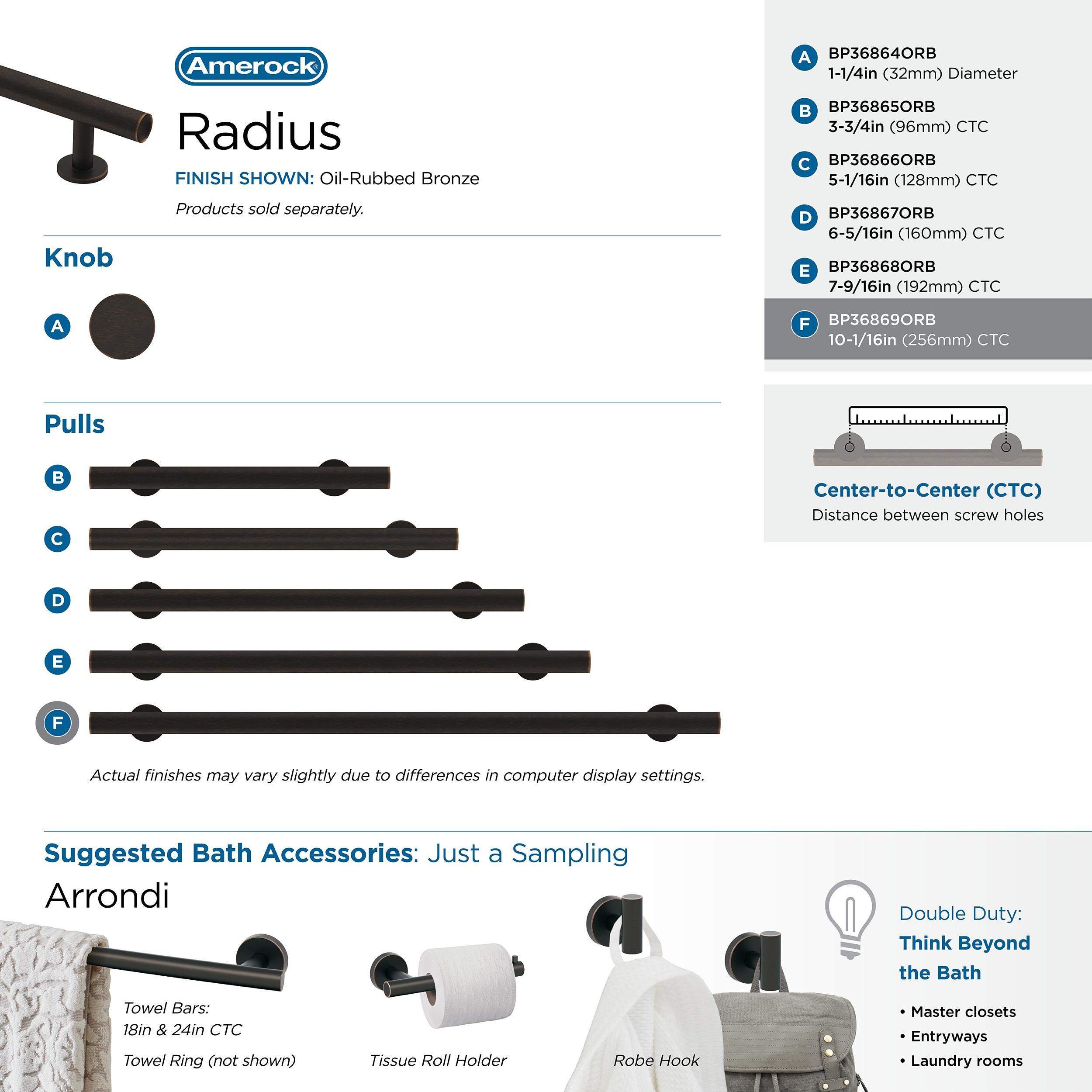 Amerock Radius 10-1/16 inch (256mm) Center-to-Center Oil-Rubbed Bronze Cabinet Pull