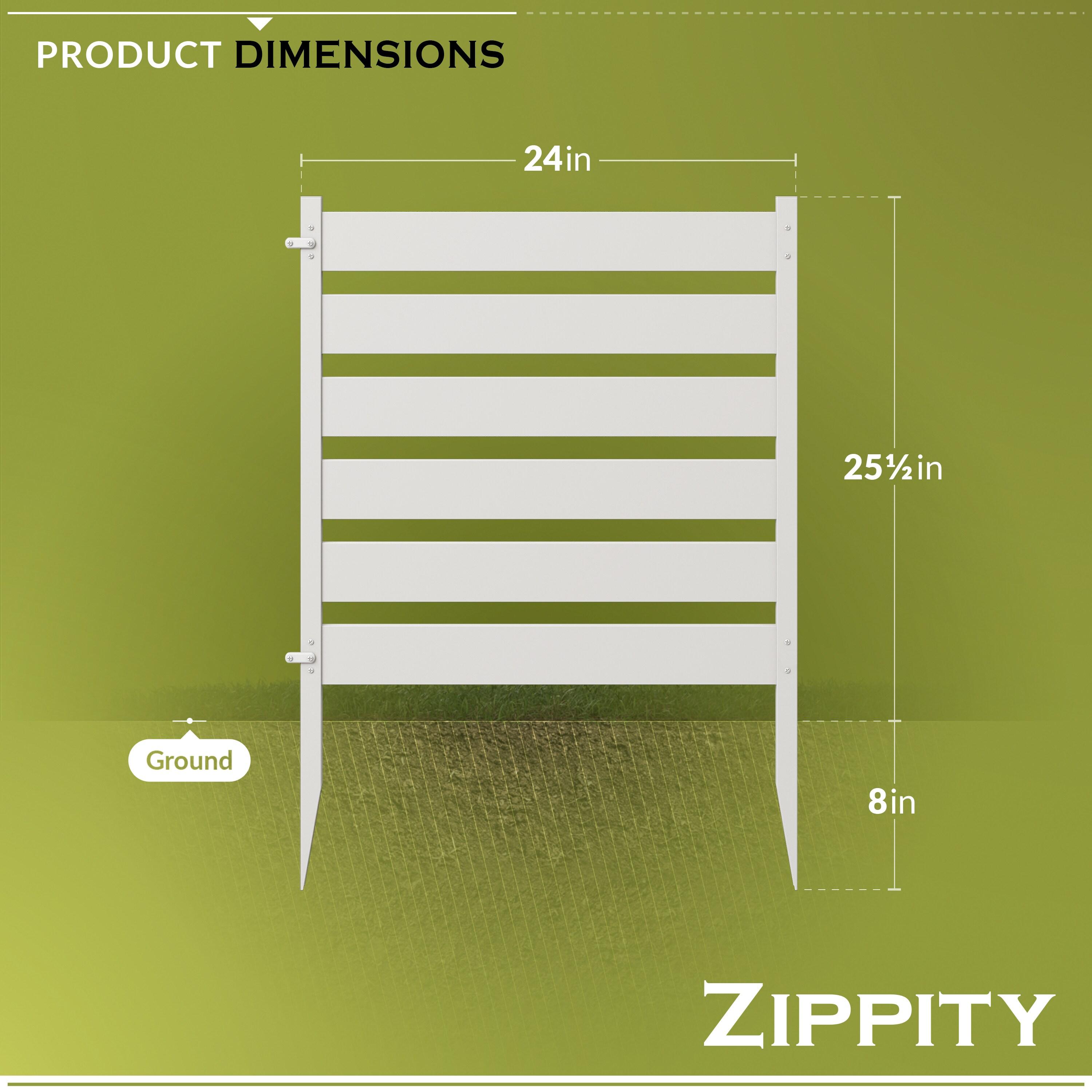 Zippity Outdoor Products 26in H x 24in W (3 Panels) No Dig Zippity Maui Fence Kit, Charcoal Color WoodTek Vinyl Fence Panel, Temporary Outdoor Border for Garden, Easy Install DIY Fence for Backyard, Patio, & Deck, ZP19066