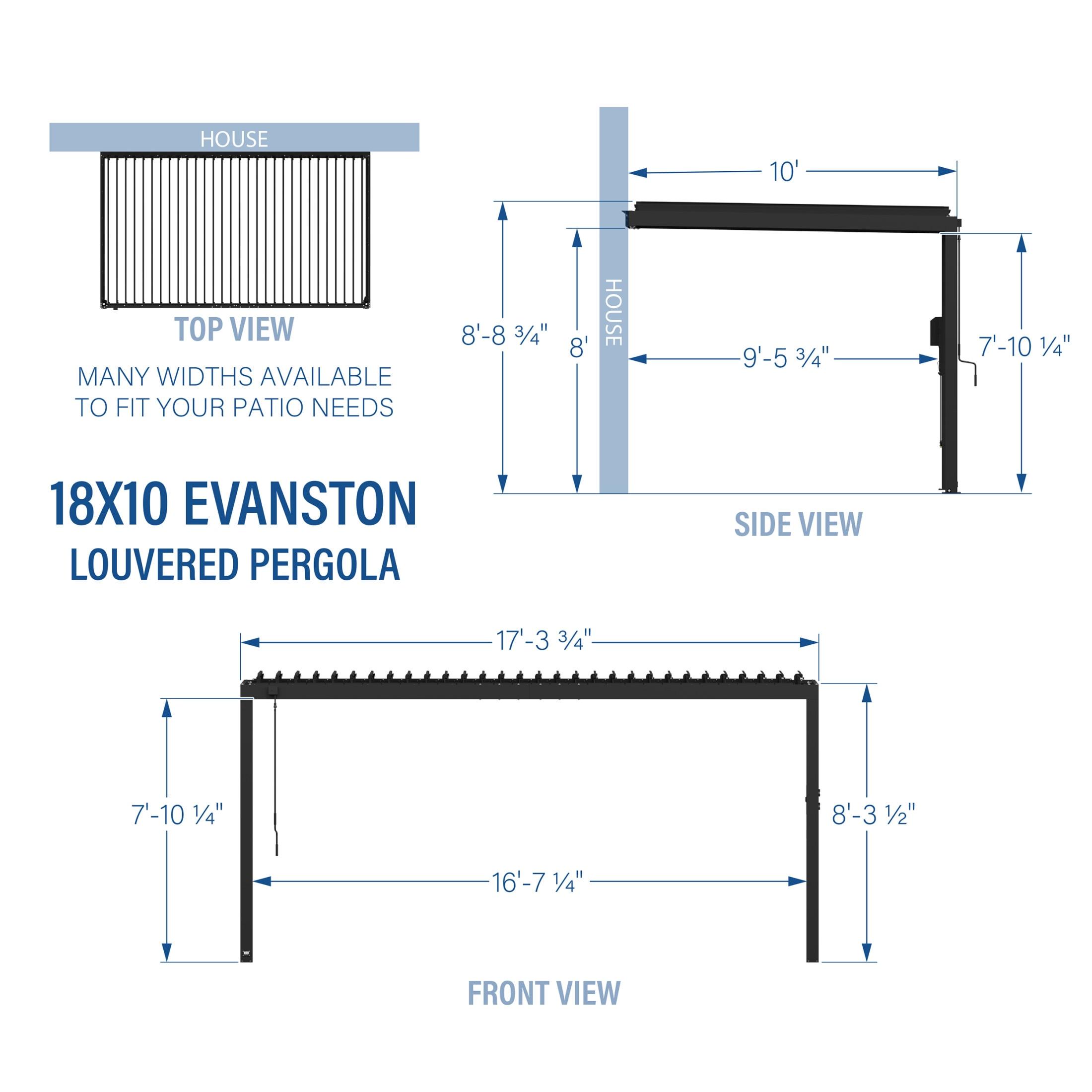 Backyard Discovery Evanston 18'x10' Steel Wall-Mounted Louvered Pergola, Adjustable Roof