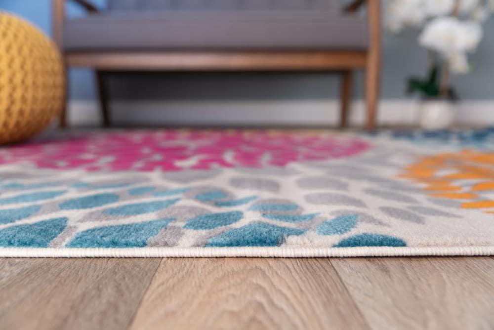 World Rug Gallery Modern Floral Circles Multi 5' x 7' Area Rug