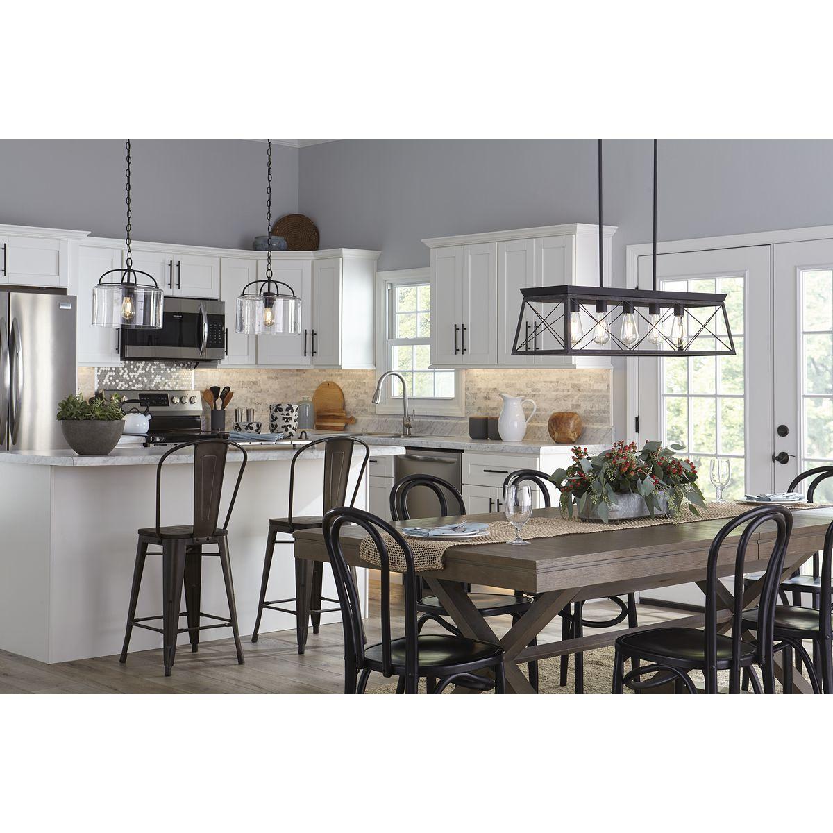 Progress Lighting, Leyden Collection, 1-Light Pendant, Matte Black, Clear Glass Shade