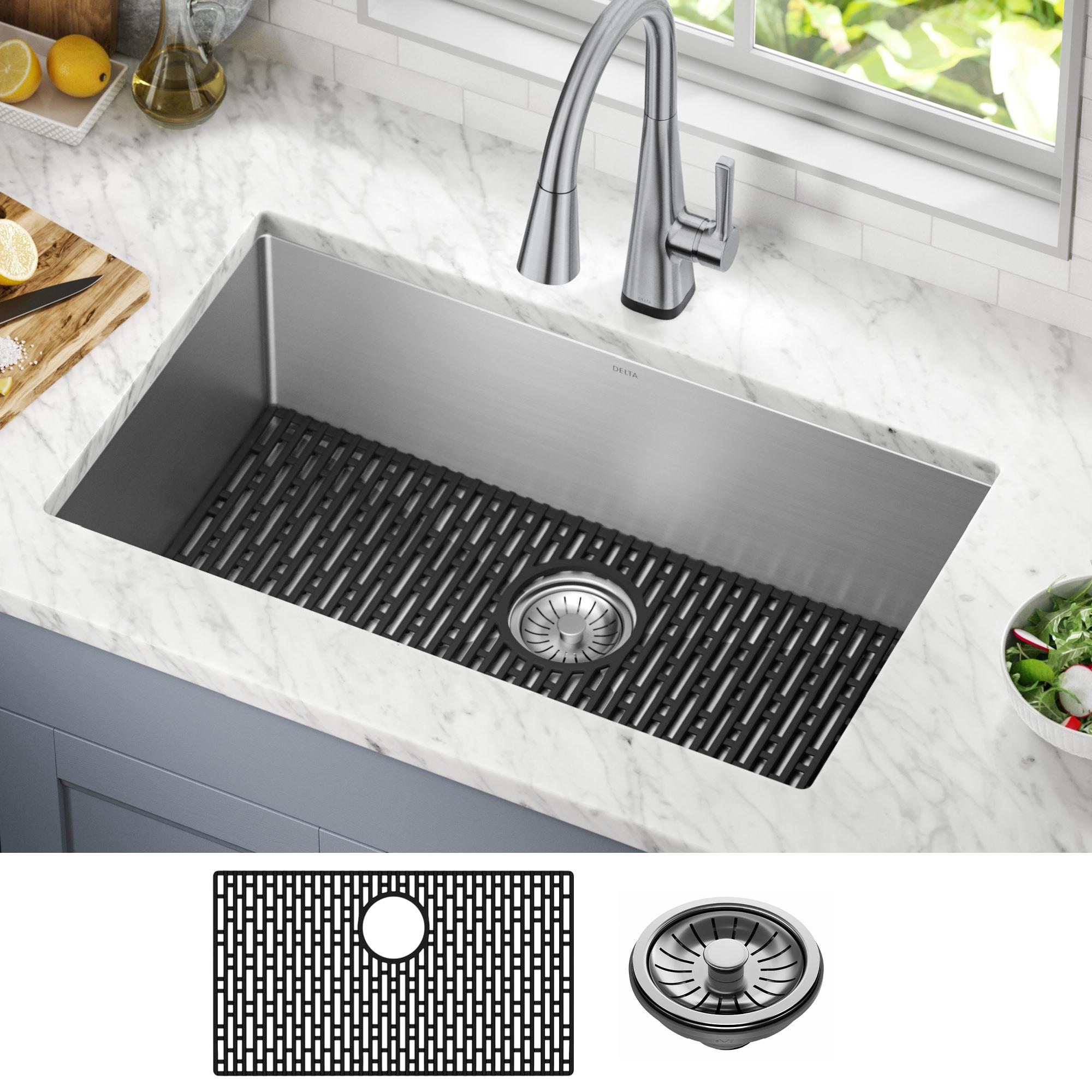 Delta Lenta™ Undermount 16 Gauge Stainless Steel Single Bowl Kitchen Sink with Accessories