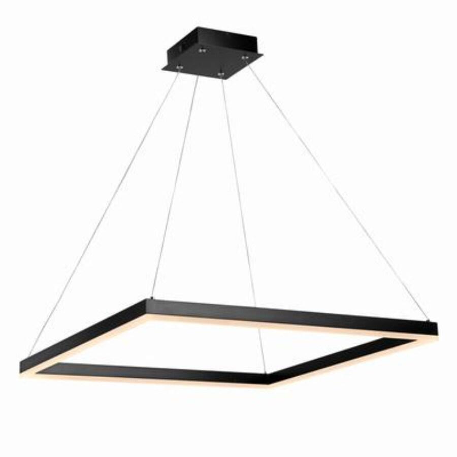 Nero 23.63" Square Contemporary Modern Metal Integrated LED Pendant Light, Black