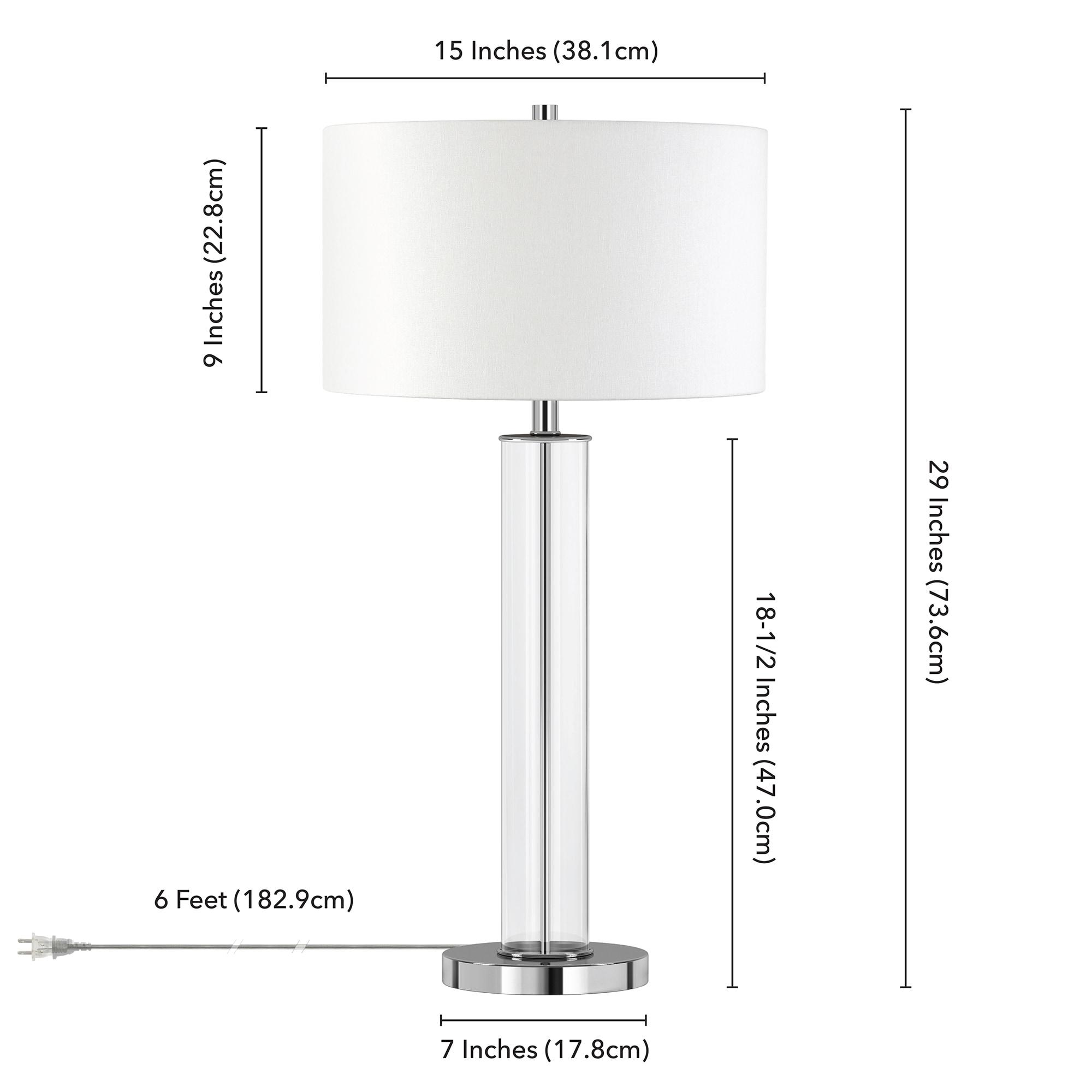 Evelyn&Zoe 29" Traditional Clear Glass Table Lamp with White Drum Linen Shade
