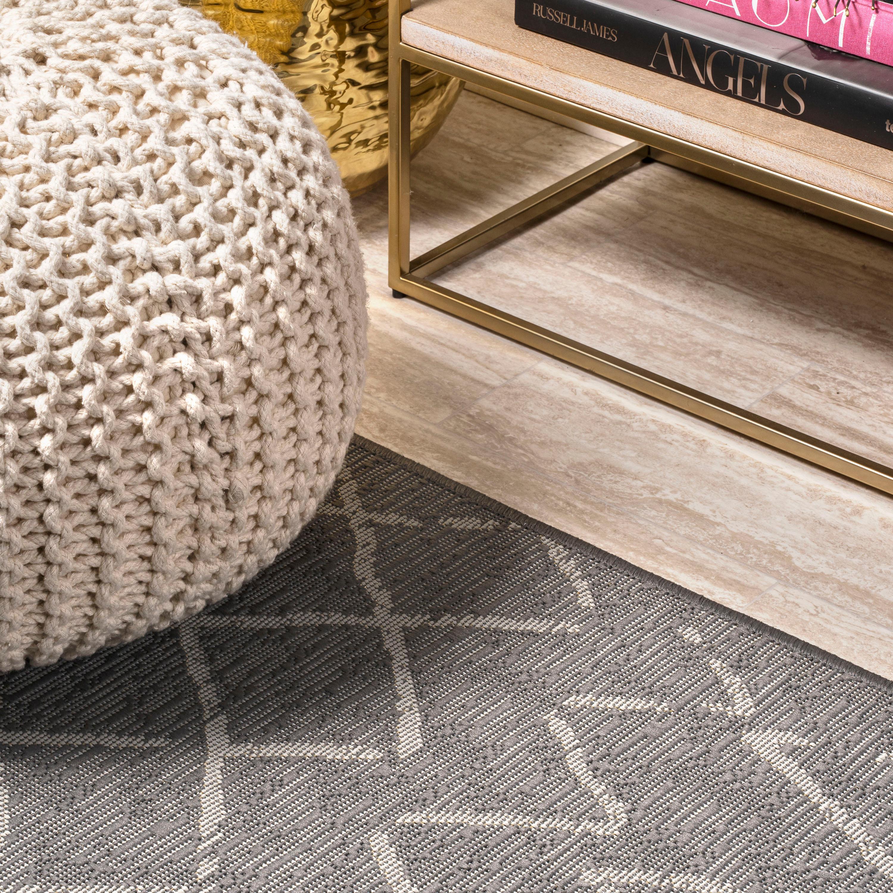 8'x10' Madaba Moroccan Trellis Indoor/Outdoor Area Rug, Gray/Cream - JONATHAN Y