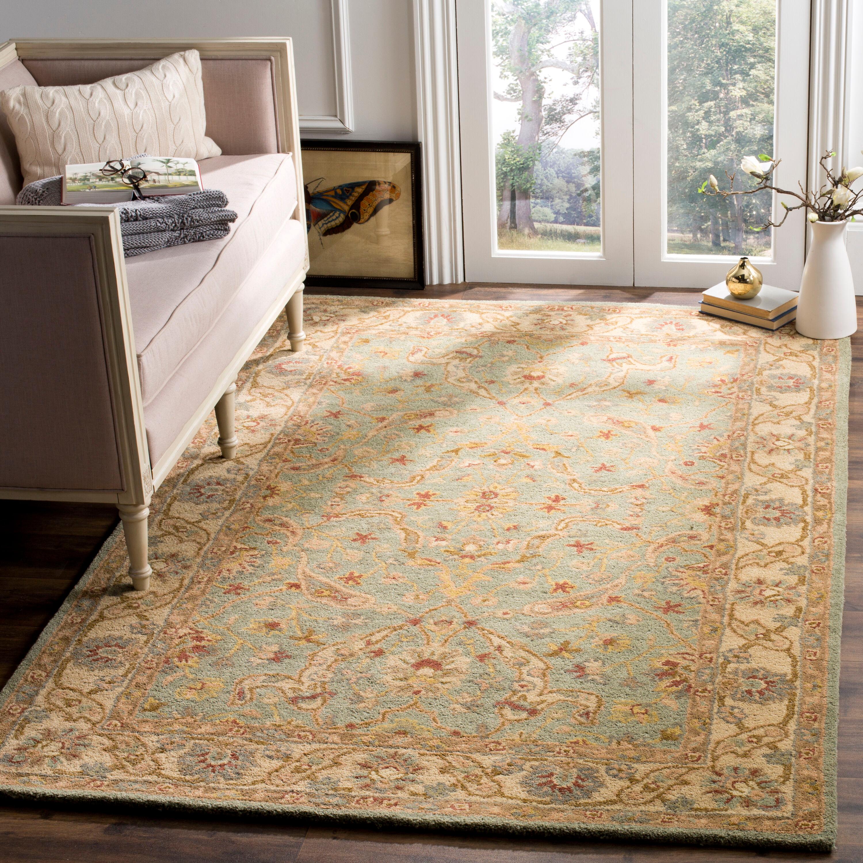 Antiquity AT311 Hand Tufted Area Rug - Teal/Beige - 7'6"x9'6" - Safavieh.