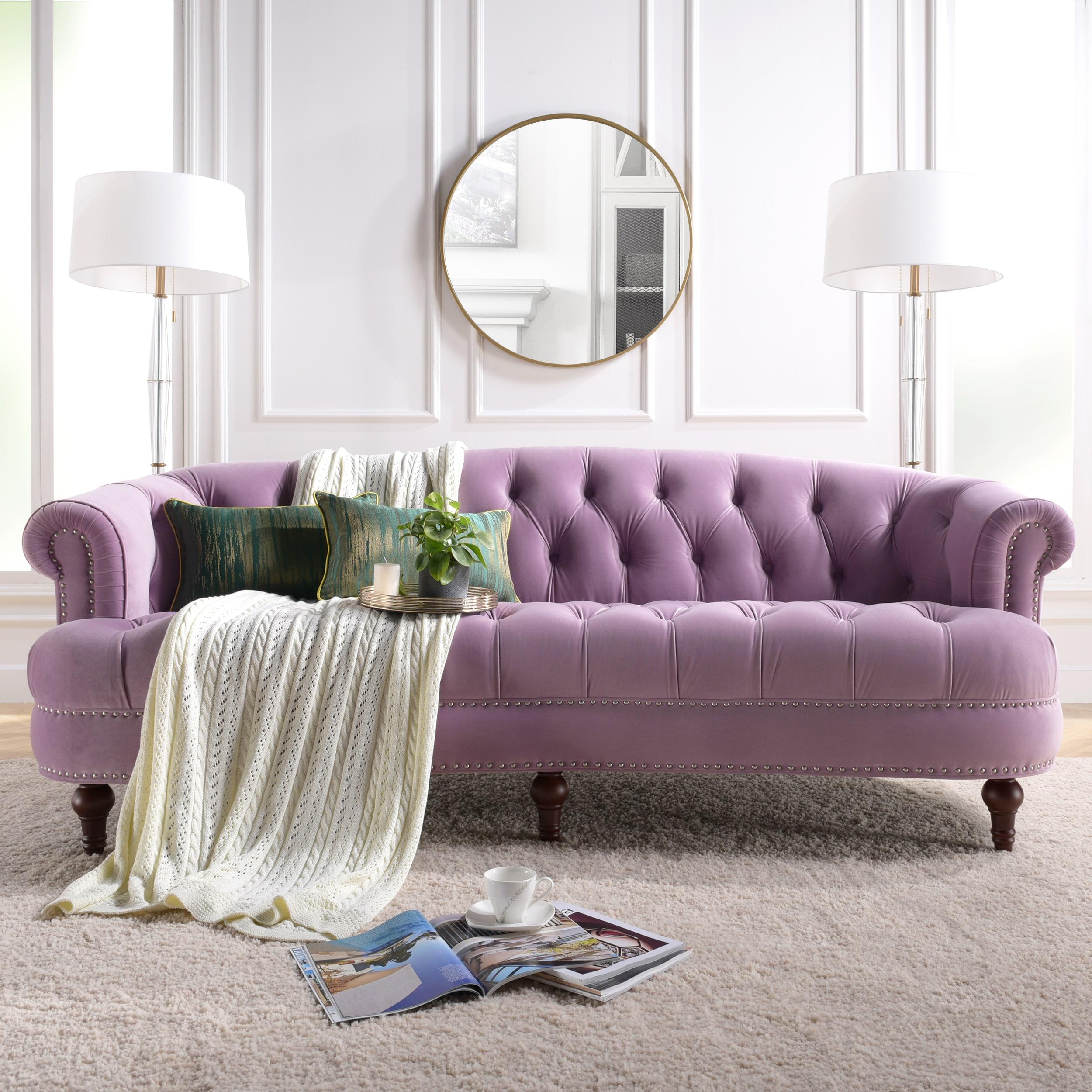Jennifer Taylor Home La Rosa 84" Chesterfield Living Room Tufted Sofa Couch, Lavender