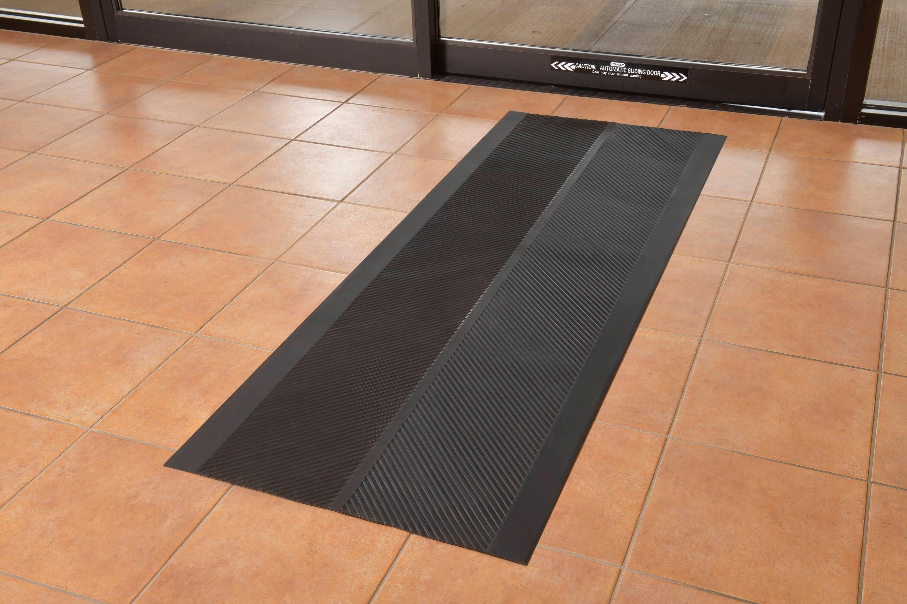 Black Rubber Outdoor Utility Runner Mat, 27.5" x 7.5"