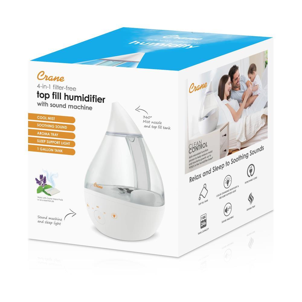 Crane USA Drop 2.0 , 4-in-1 Cool-Mist Humidifier with Aroma Tray & Sound Machine