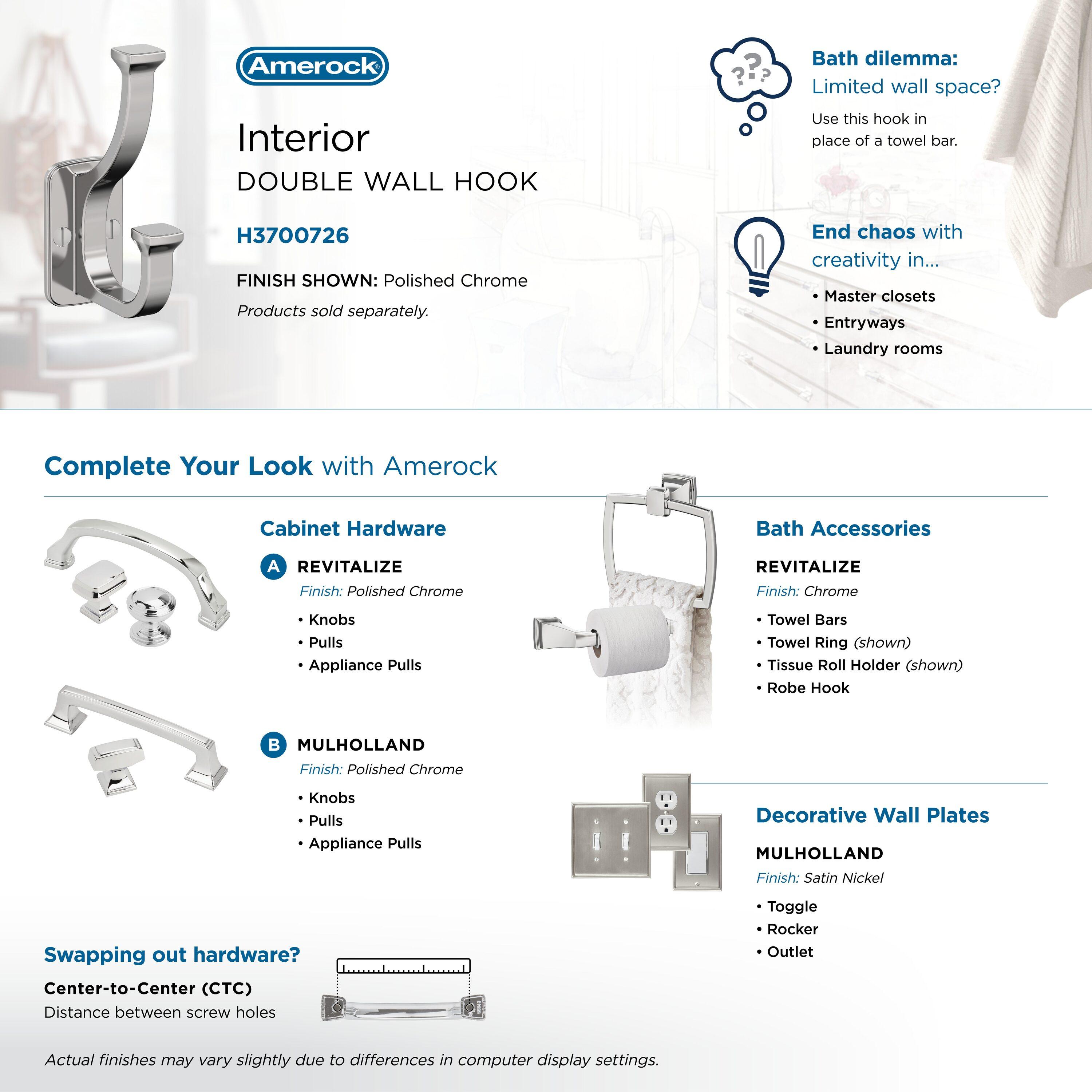 Amerock Alder Transitional Double Prong Decorative Wall Hook