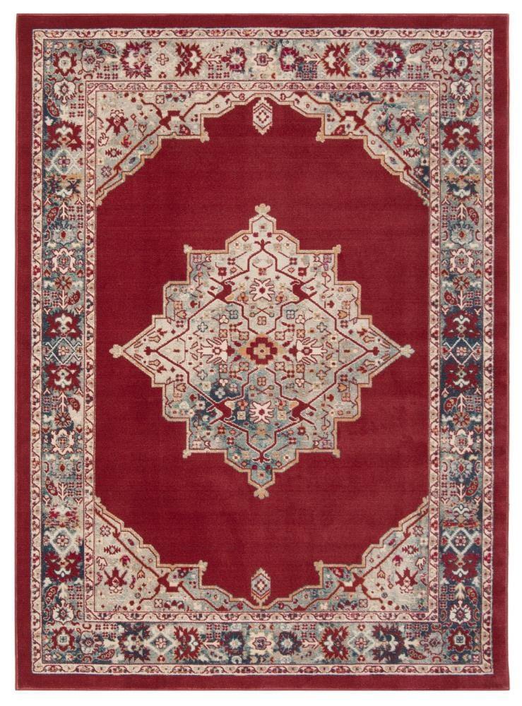 Merlot MER312 Power Loomed Area Rug - Red/Aqua - 5'x7' - Safavieh.