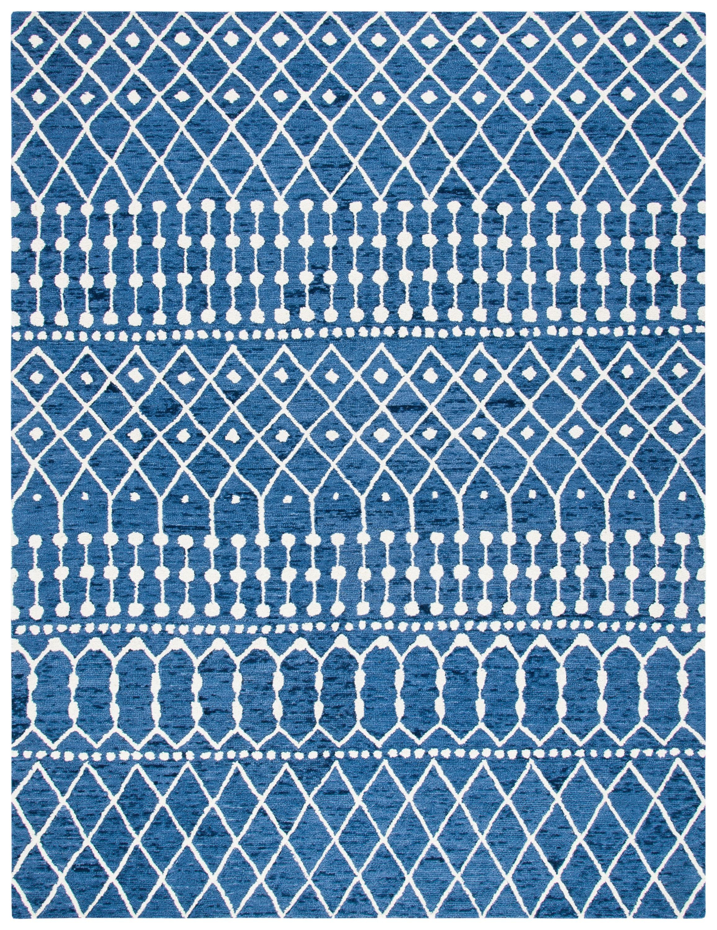 Blossom BLM115 Hand Tufted Area Rug - Navy/Ivory - 8'x10' - Safavieh.