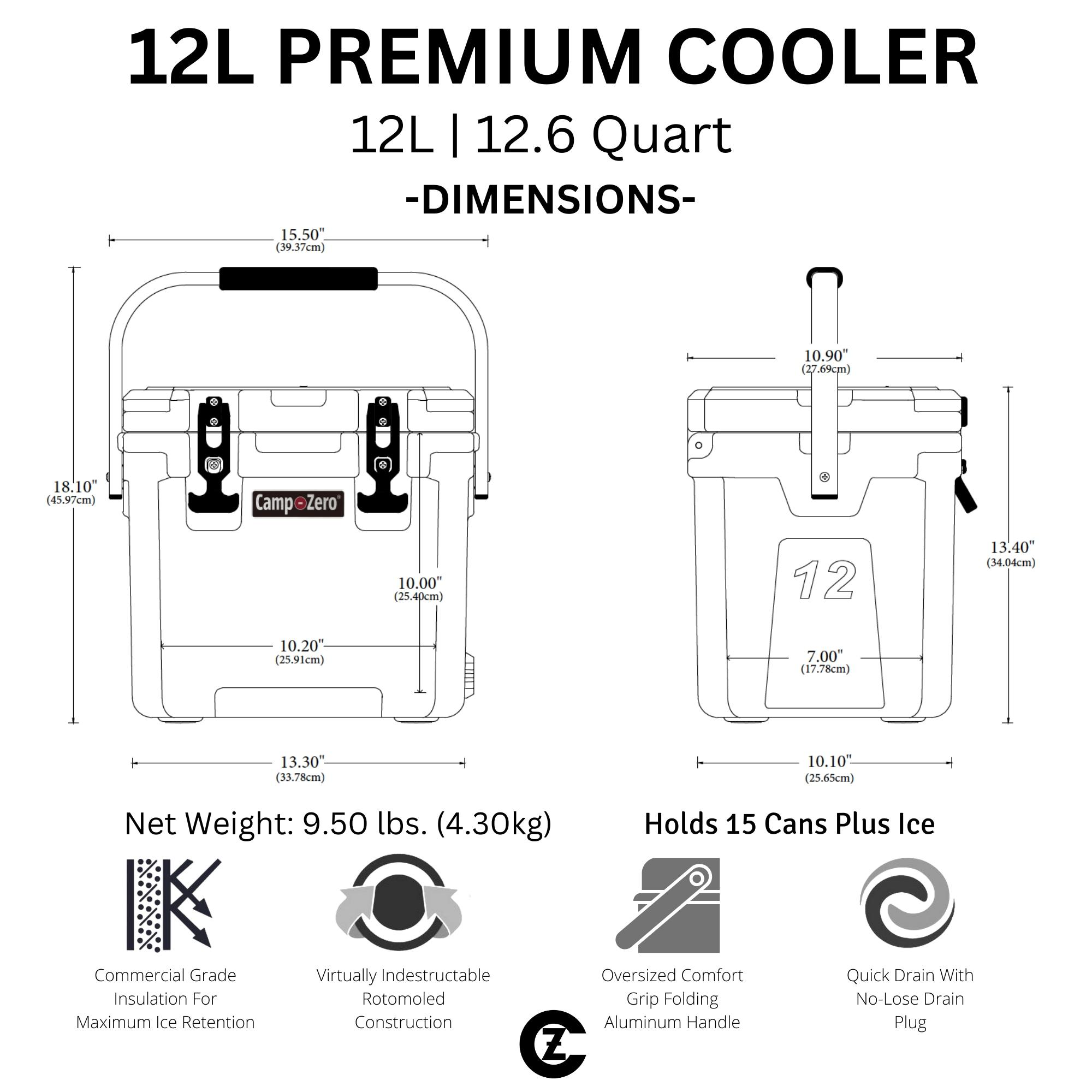 Camp-Zero  12L - 12.6 Quart Premium Cooler Beige