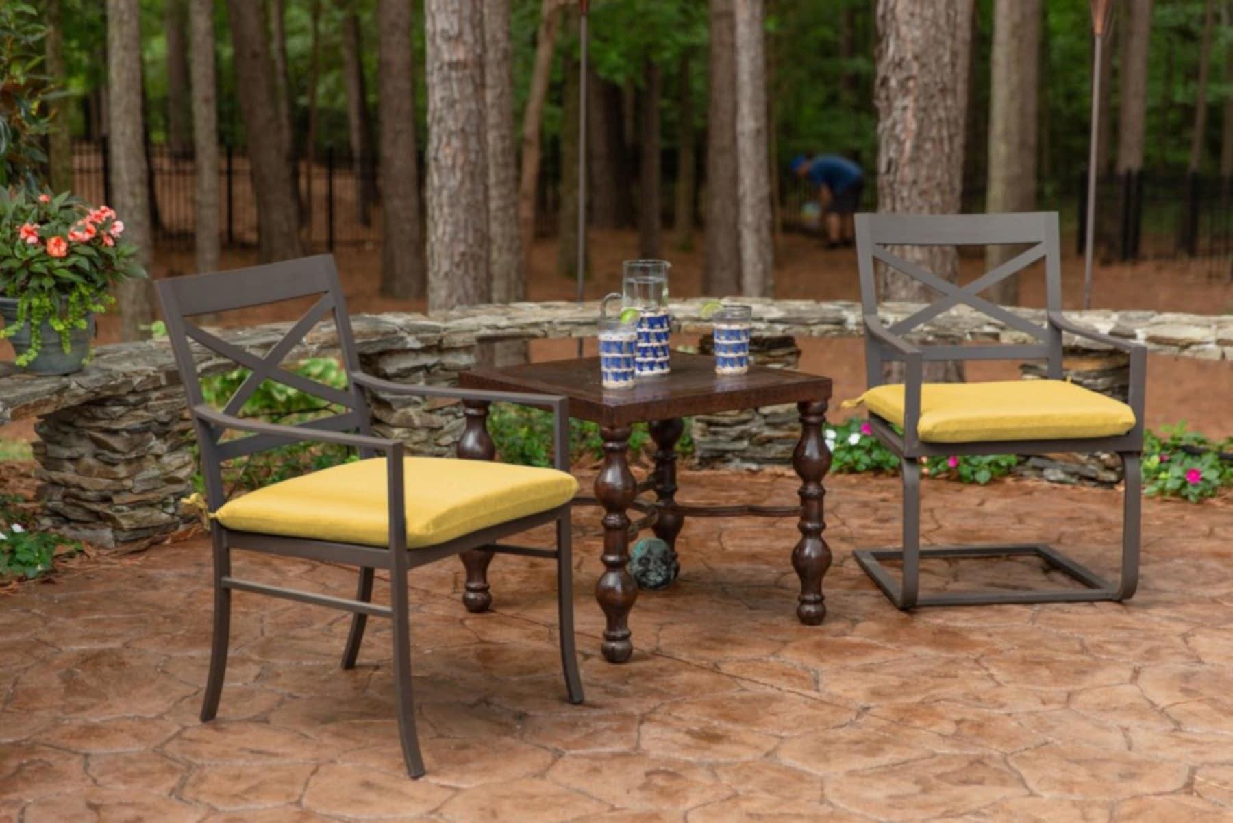 Casual Cushion Solid Sunbrella® Fabric 2-Piece Indoor/Outdoor Seat Pad Cushion, 20"W x 20"L, Spectrum Daffodil