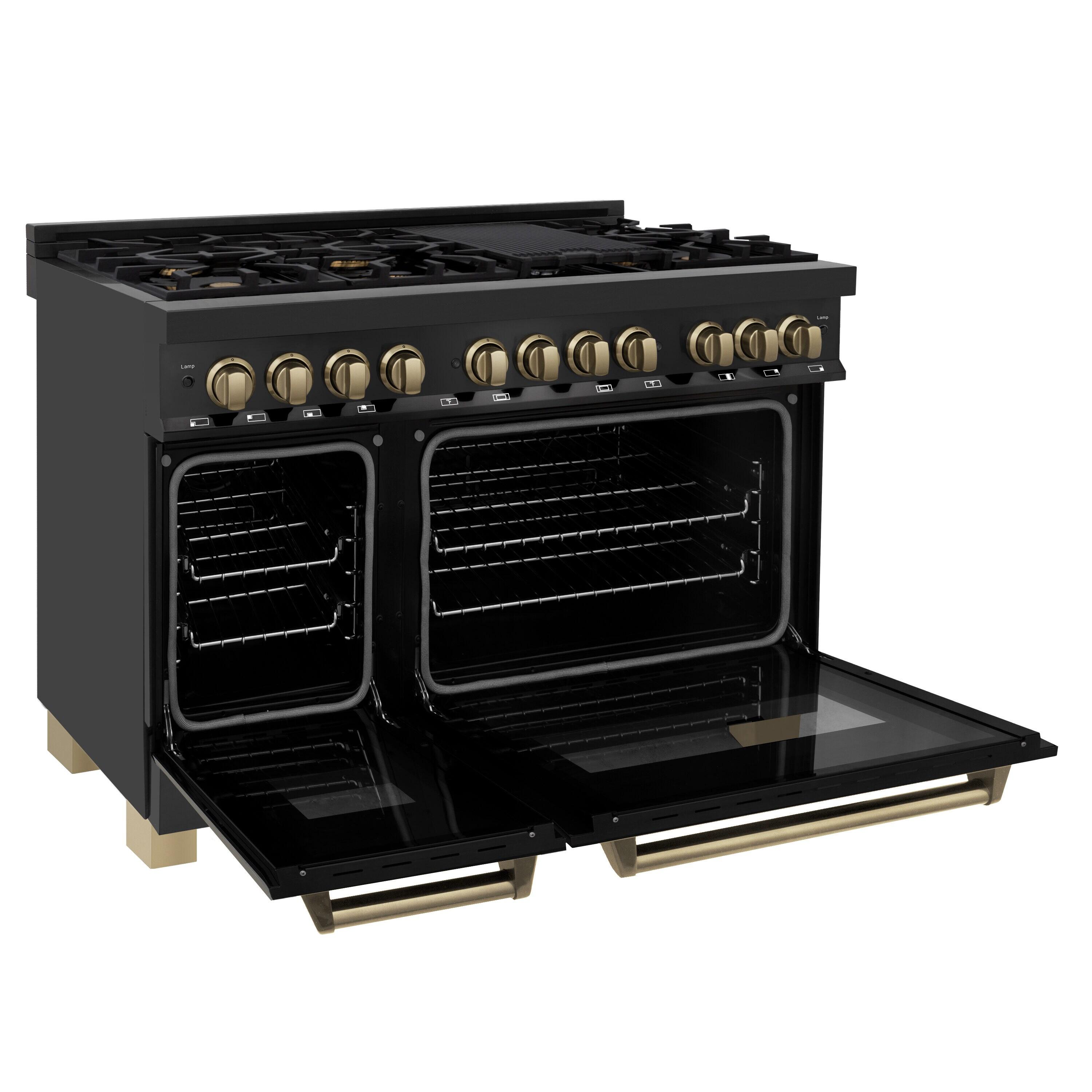 ZLINE Autograph 48" Legacy Dual Fuel Range in Black Stainless Steel