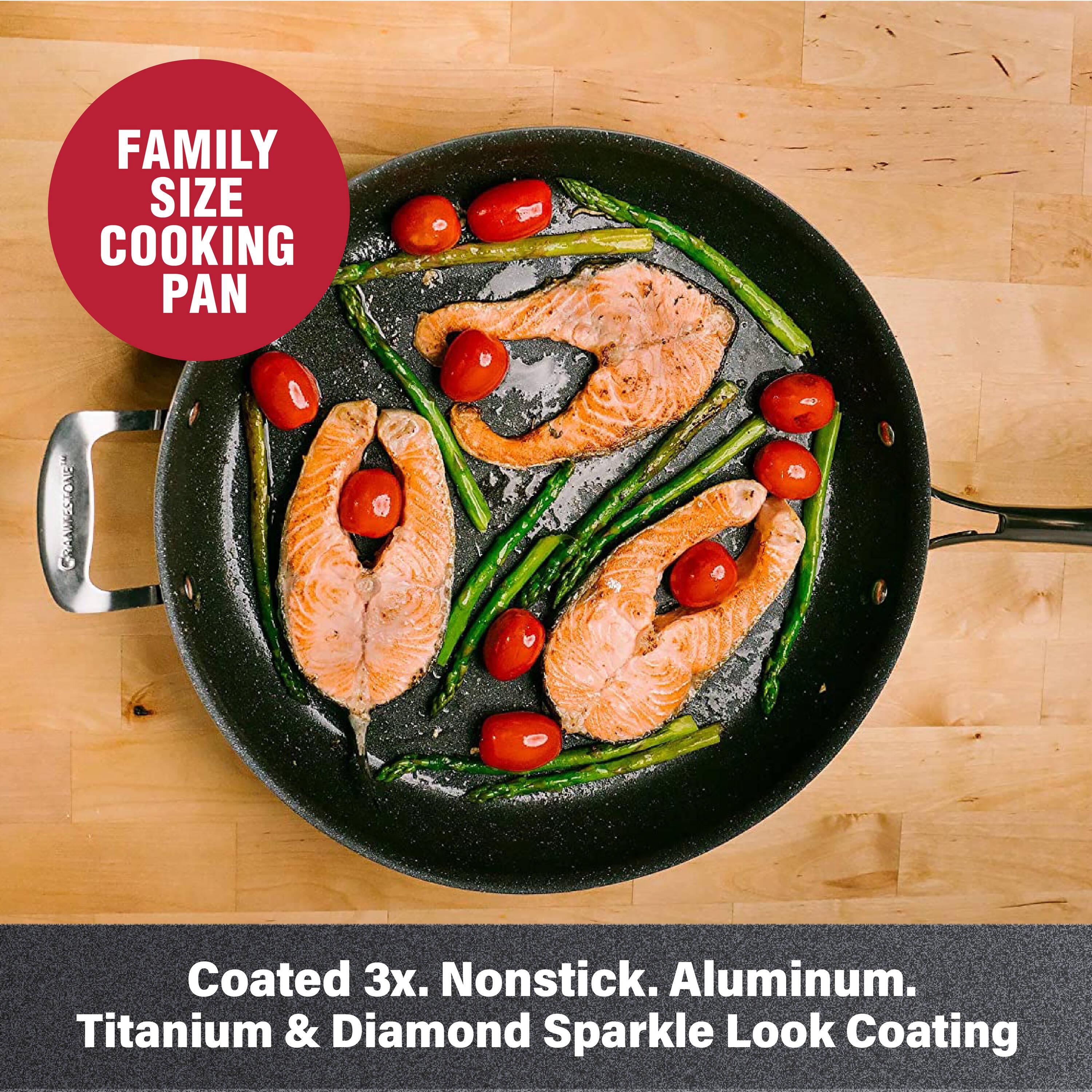 Granitestone 14'' Nonstick Family Fry Pan with Helper Handle, Oven & Dishwasher Safe