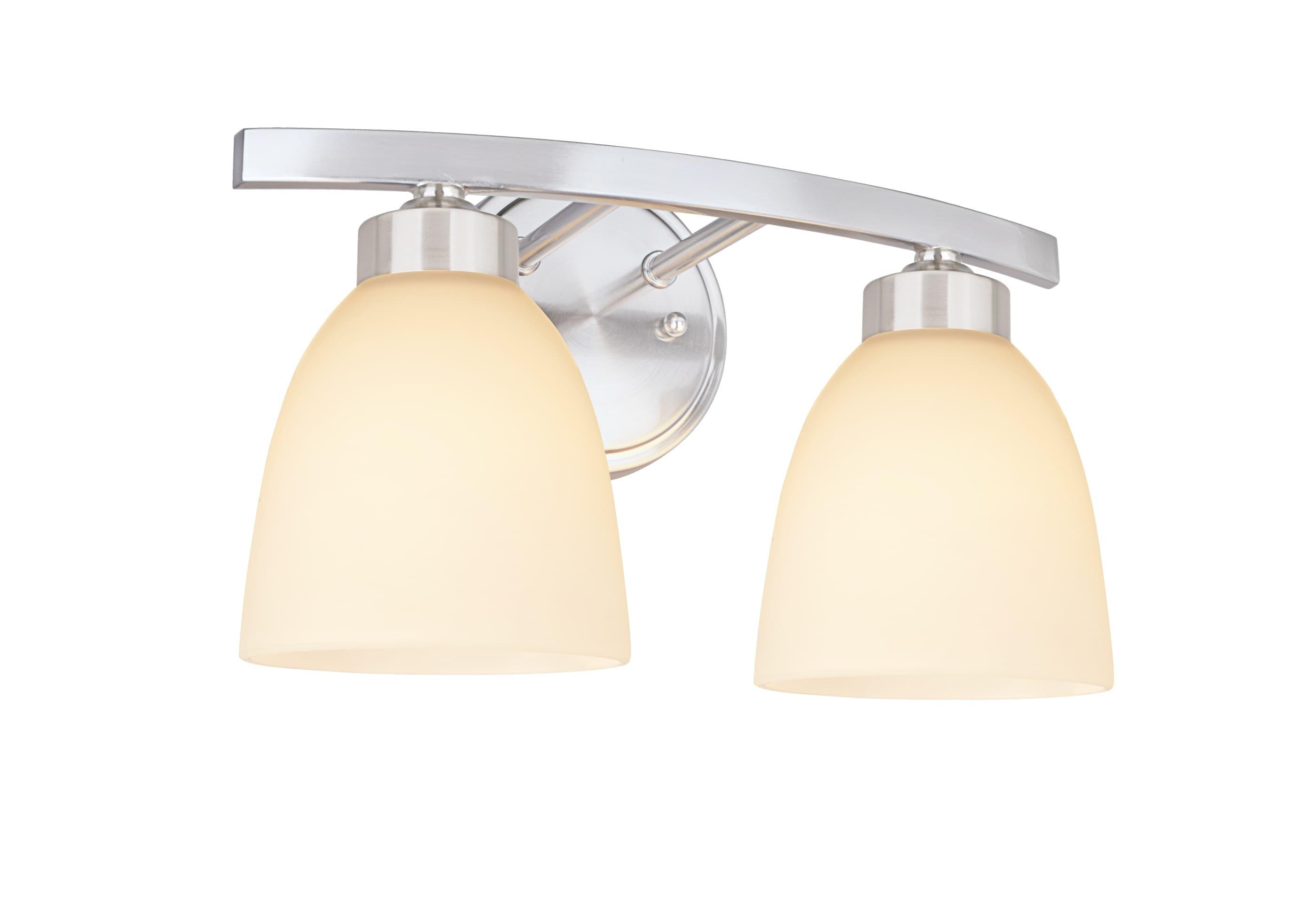 Satin Nickel Frosted Glass 2-Light Vanity Fixture