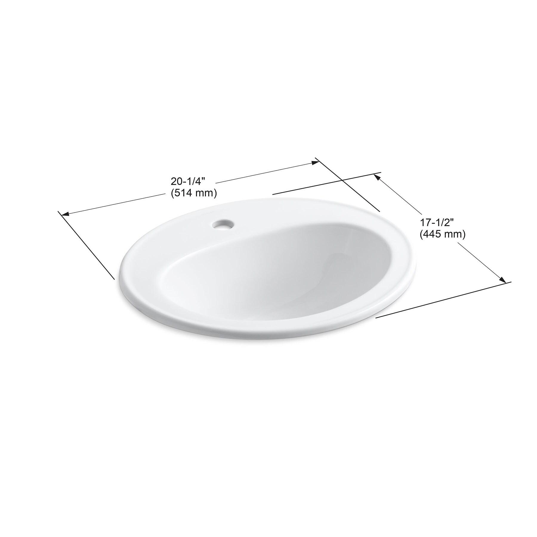 Pennington Ceramic Oval Drop-In Bathroom Sink with Overflow