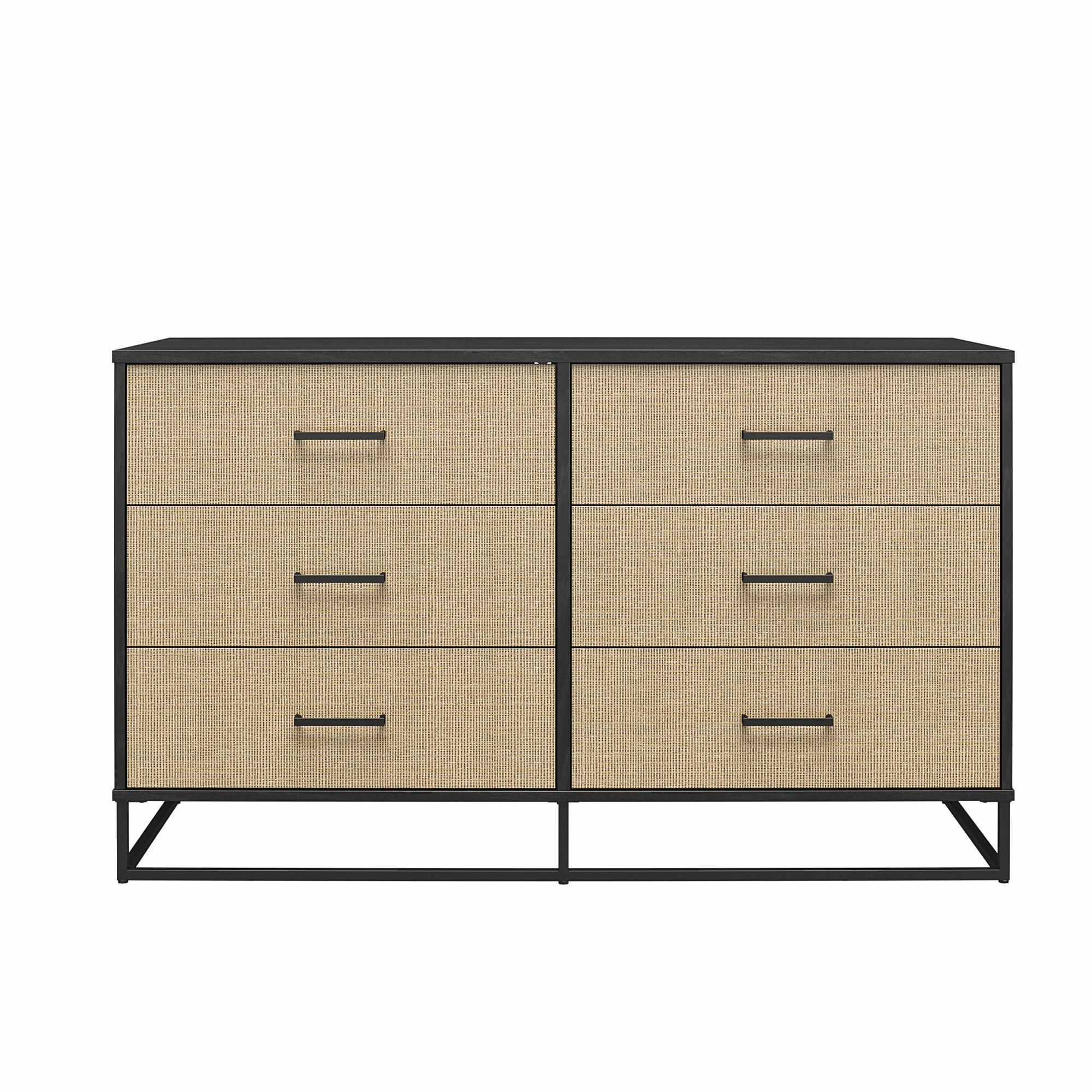 Kelly Faux Rattan 6 Drawer 53.62" W Dresser