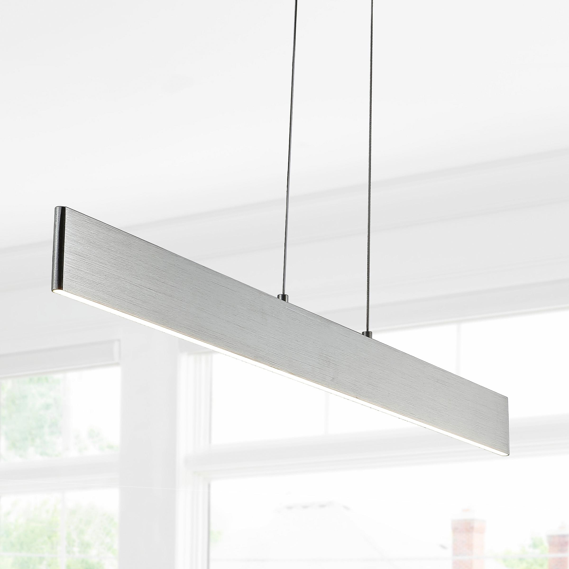 Draper 40" Dimmable Adjustable Integrated LED Metal Linear Pendant, Brushed Aluminum