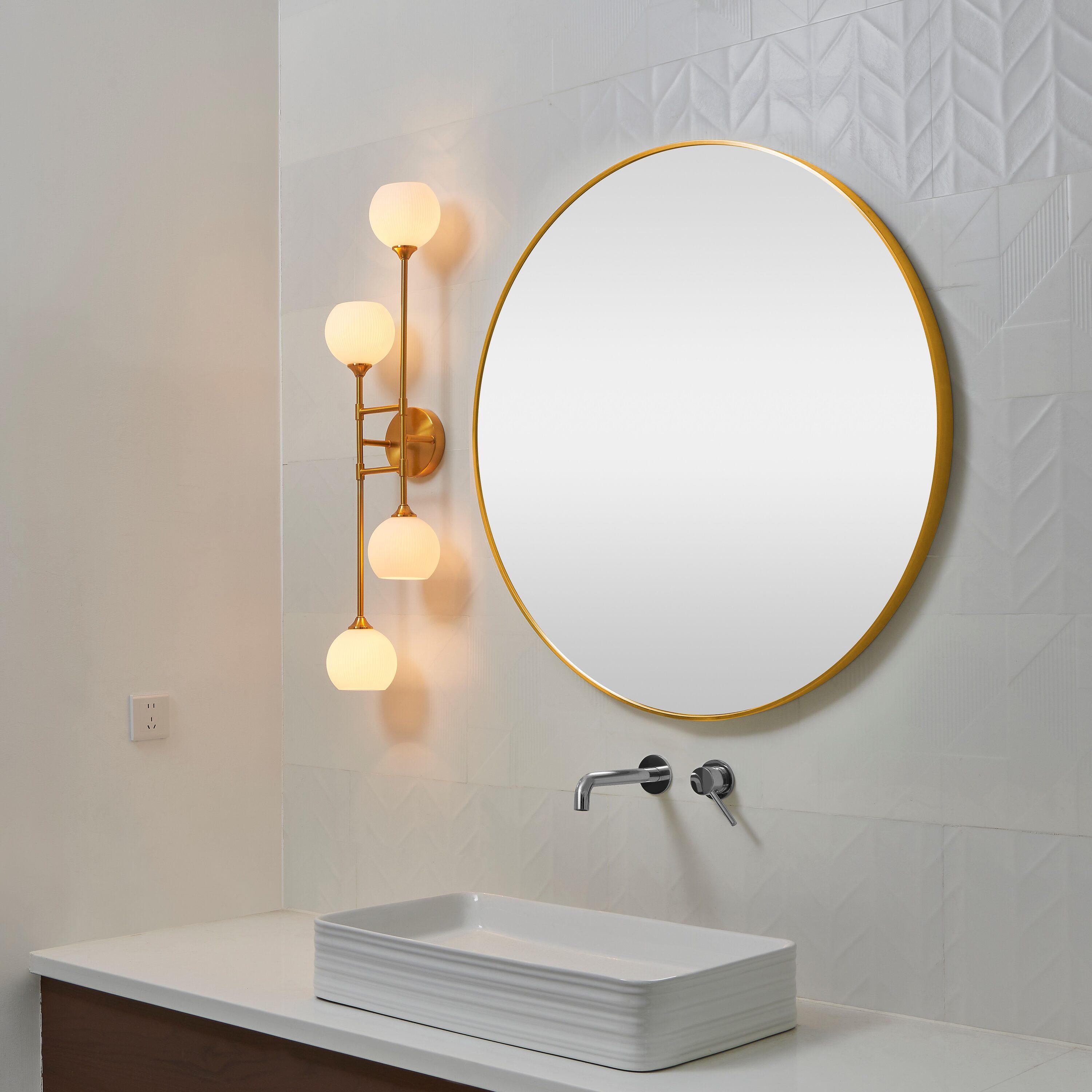 KAWOTI 4-Light Wall Sconces Bathroom Vanity Light Fixtures with Frosted White Glass Shade, Metal Wall Light for Bedroom Living Room