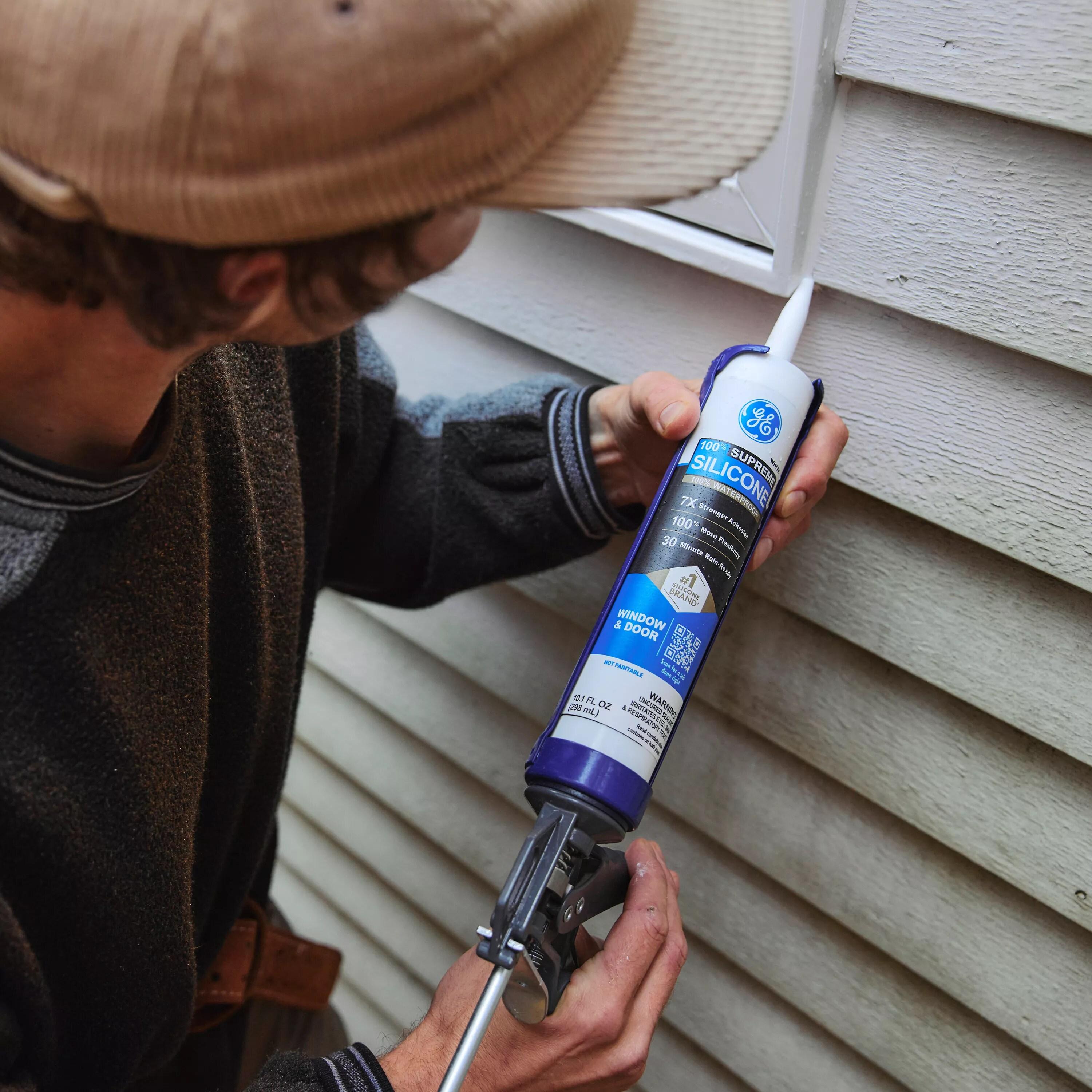 GE Supreme Silicone Window & Door Sealant, Pack of 1, Clear 10.1 fl oz Cartridge