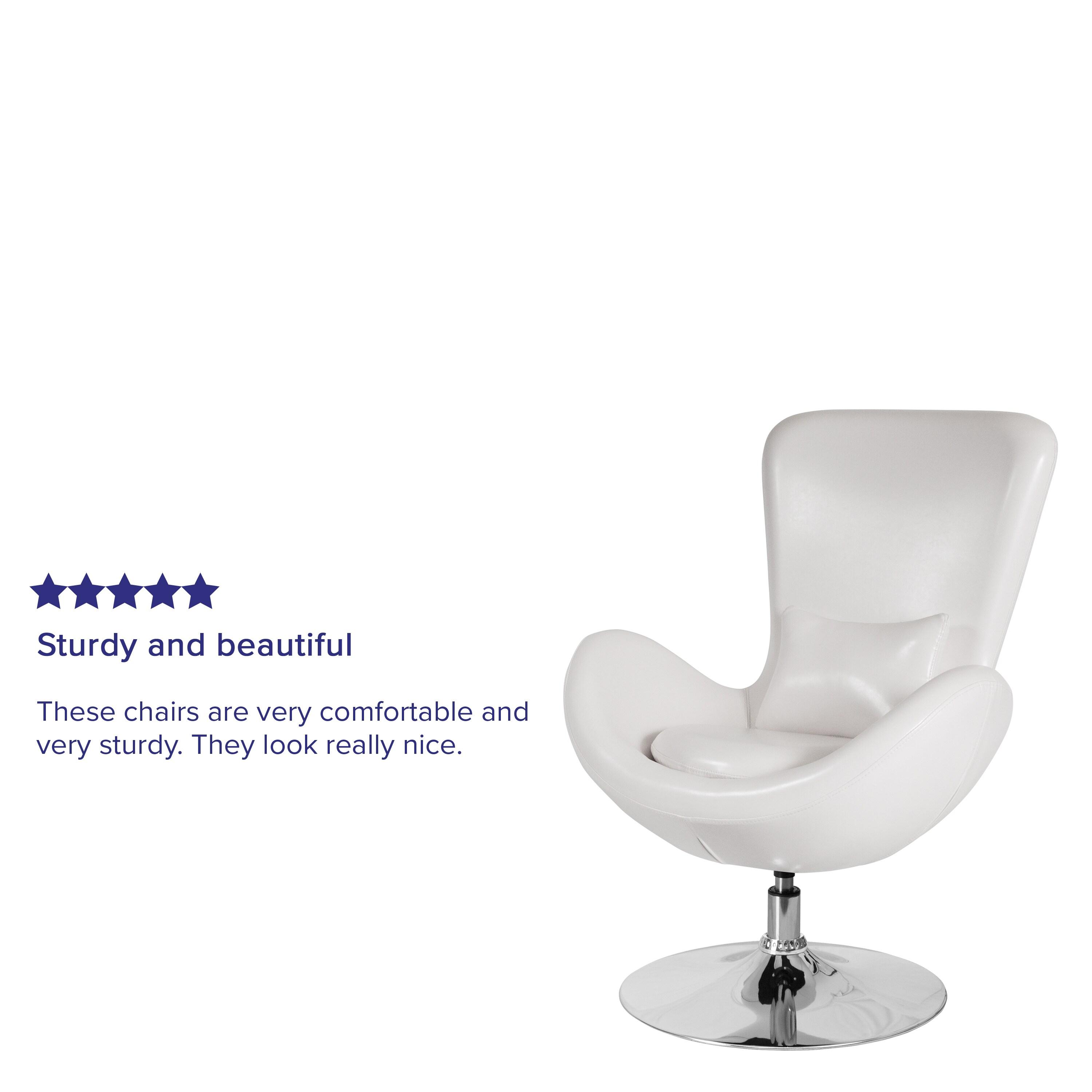 Flash Furniture Egg Series White LeatherSoft Side Reception Chair